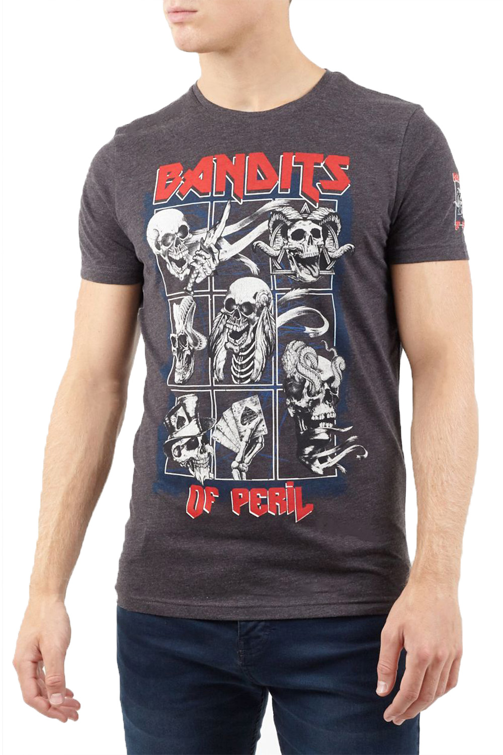 Da Uomo Brave Soul Scheletro Gotico T-Shirt Classica Girocollo Manica Corta Tee Top