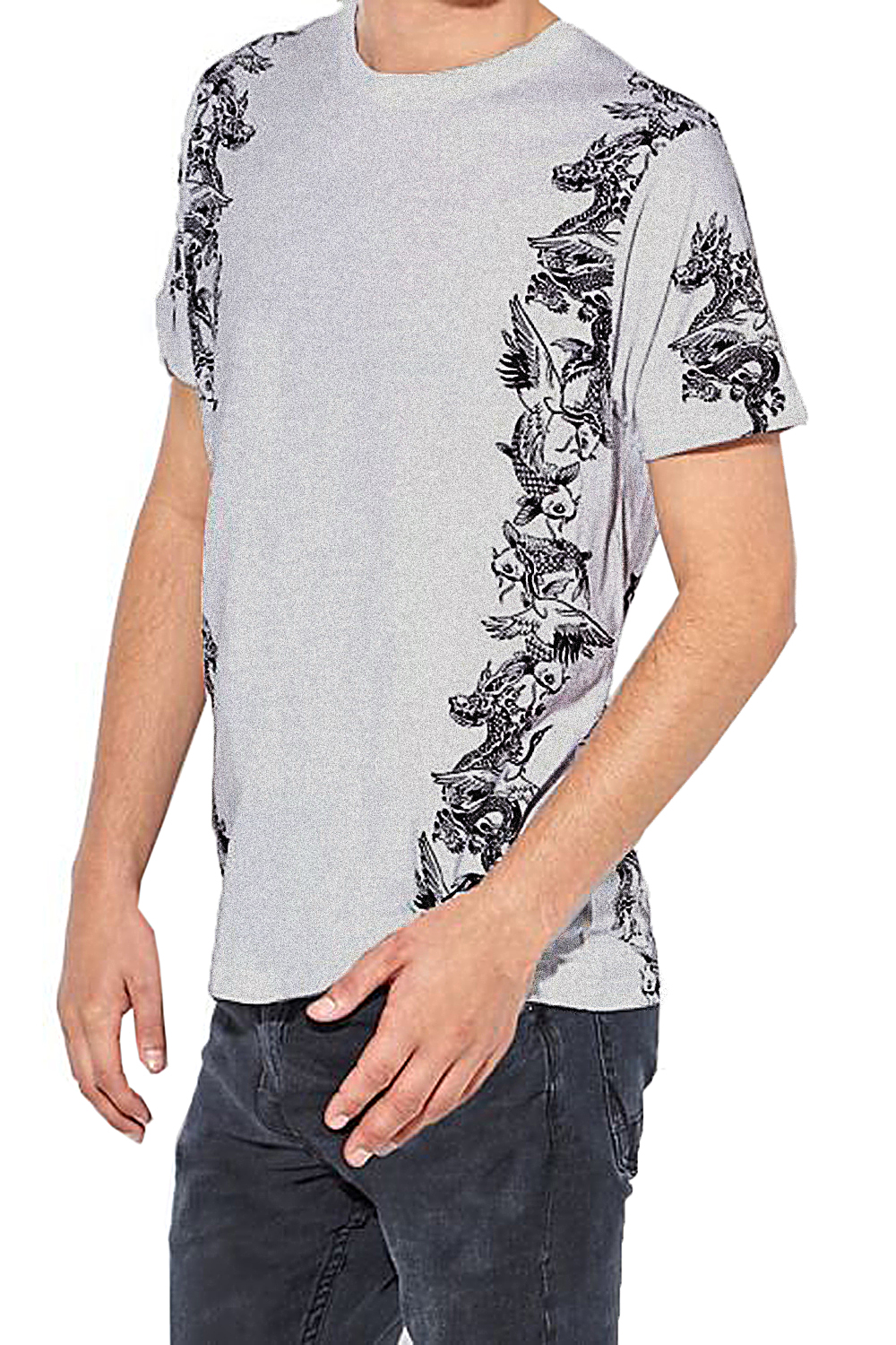 Brave Soul da Uomo Designer Japaness Carpa Koi Stampa Casual Estate T Shirt Tee Top