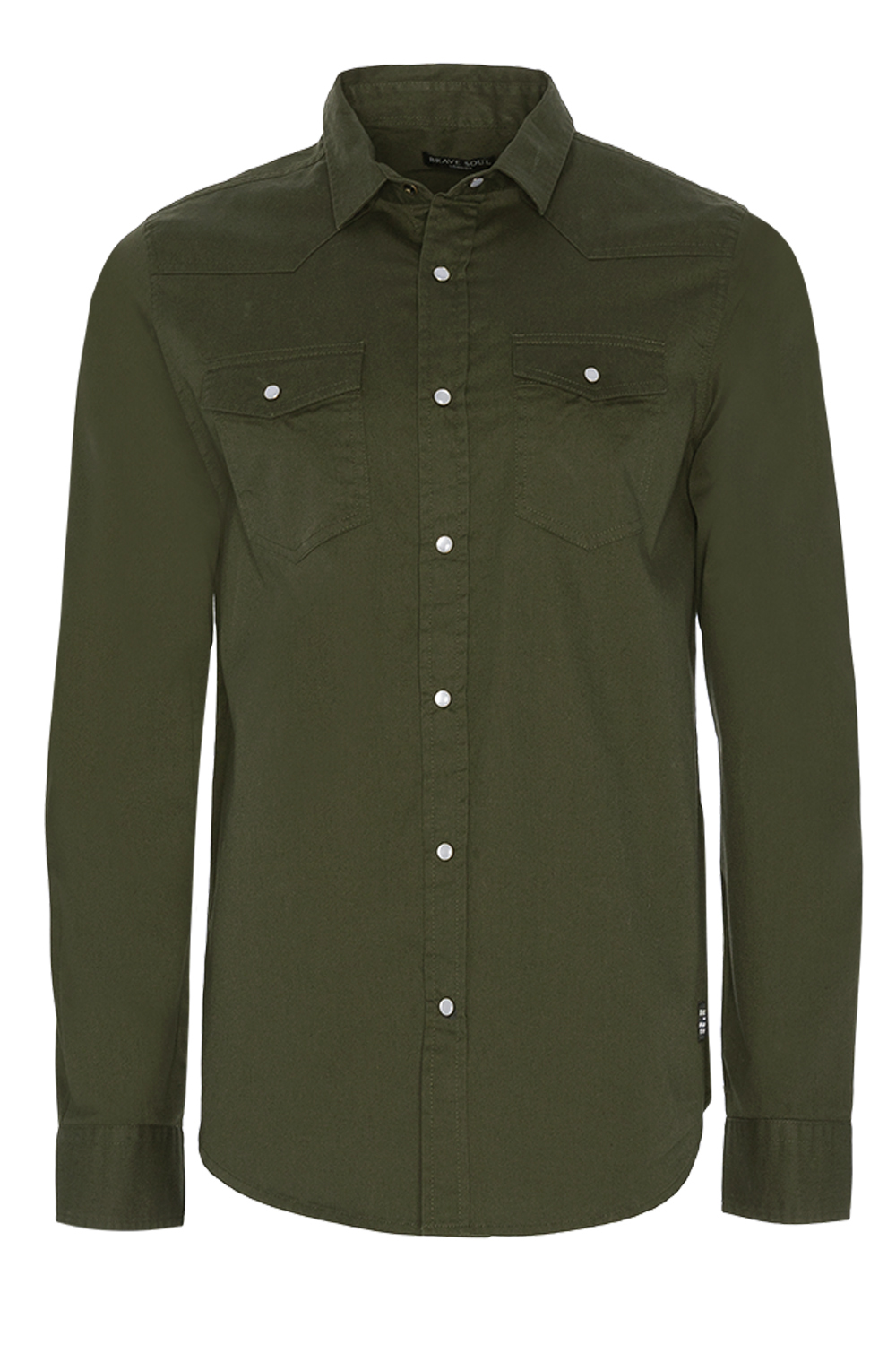 Brave Soul da Uomo Diablo di marca a maniche lunghe Twill Smart Casual Colletto Camicia