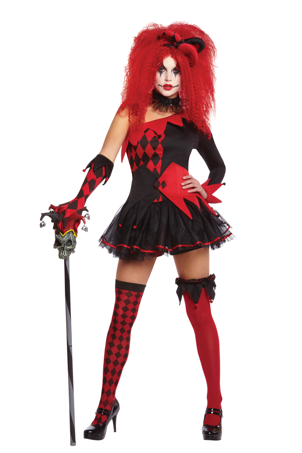 Womens Jesterina Halloween Circus Clown Fancy Dress Ladies Tricksterina Costume Ebay 7010