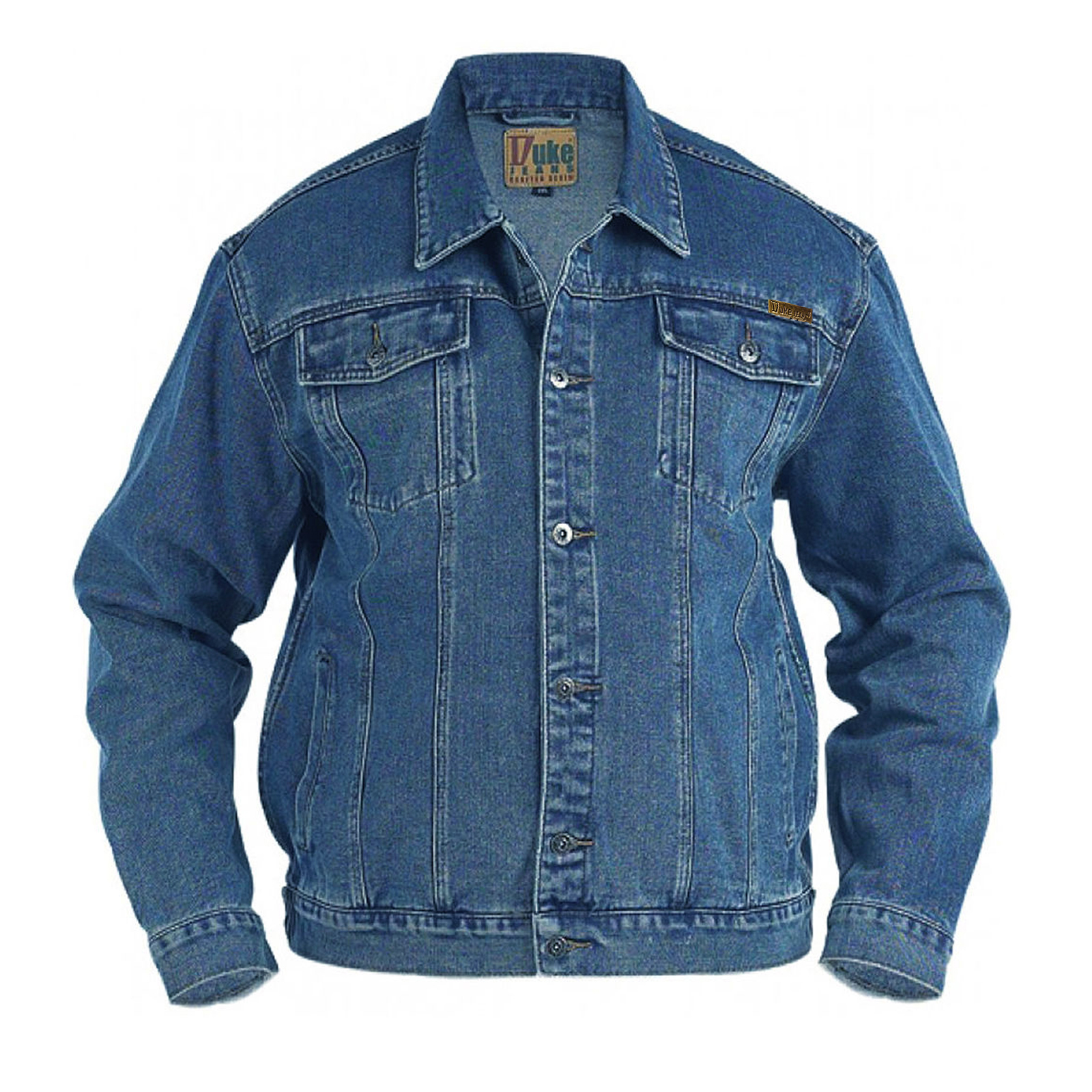Duke D555 Mens Trucker Designer Big Tall King Size Denim Jeans Stone Wash Jacket