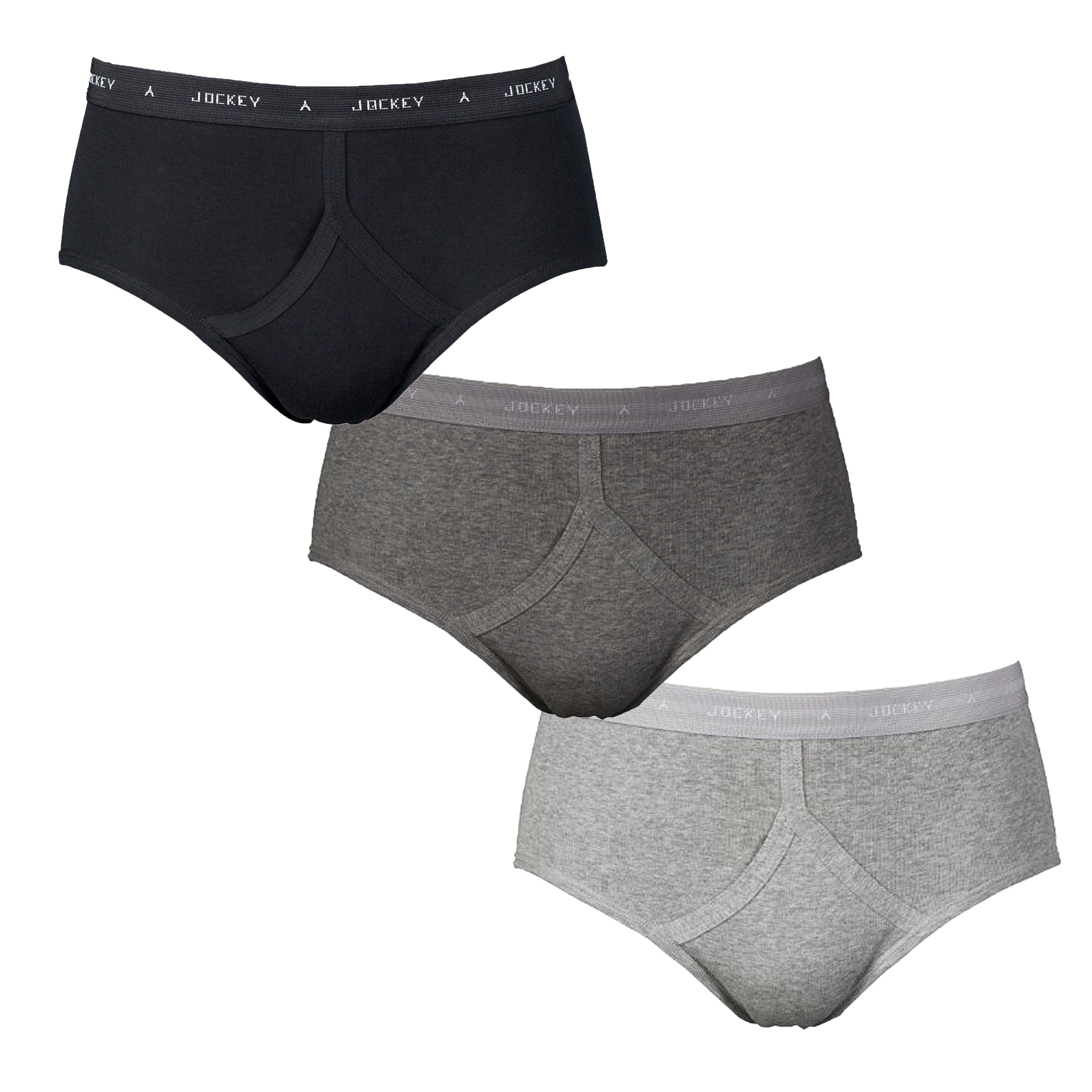 Jockey Mens Y Fronts Design Cotton Woven Waistband Briefs 3 Pack