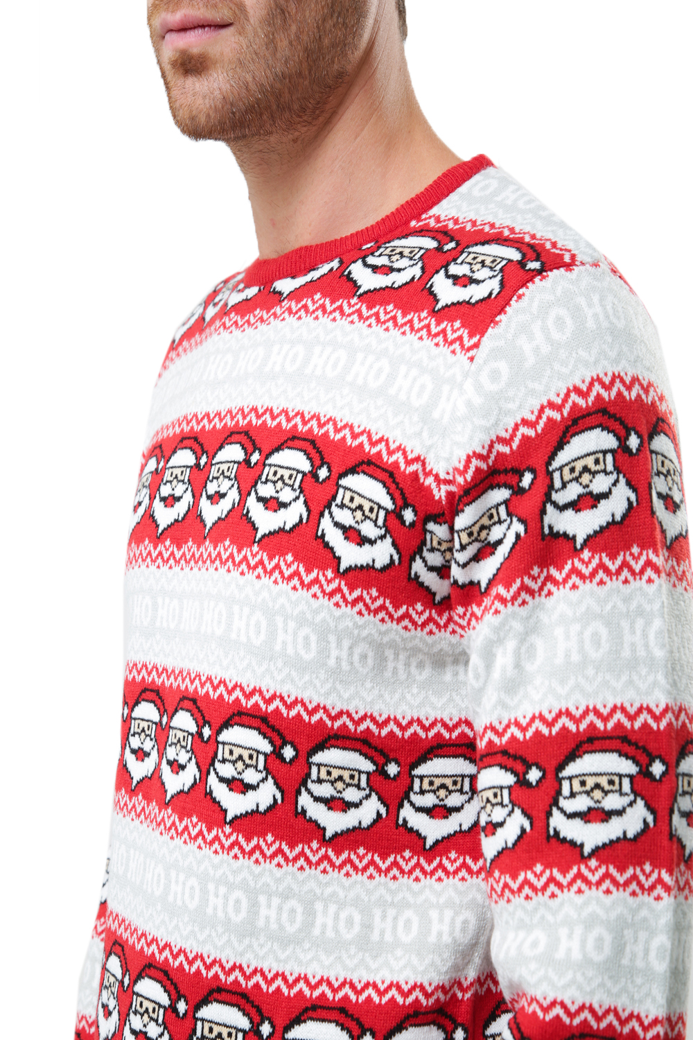 Logoro Da Uomo SANTA a Righe Maglione Natale Novità Babbo Natale Maglione