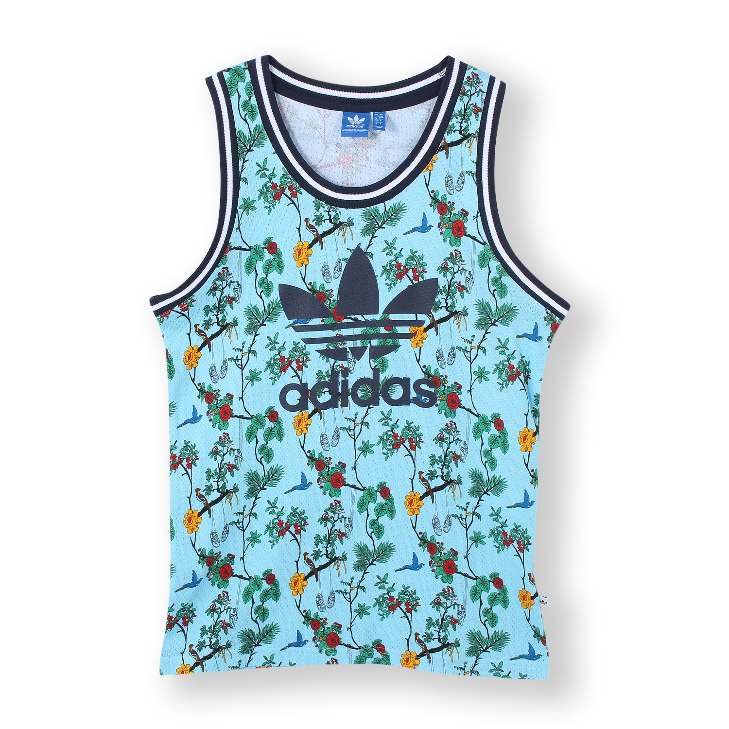 Adidas Originals Men's Mesh AOP Trefoil Tropical Island Print Tank Vest