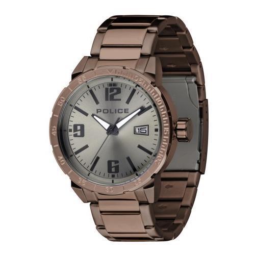 Police Mens Analogue Chronograph Quartz Steel Leather Silicone Strap