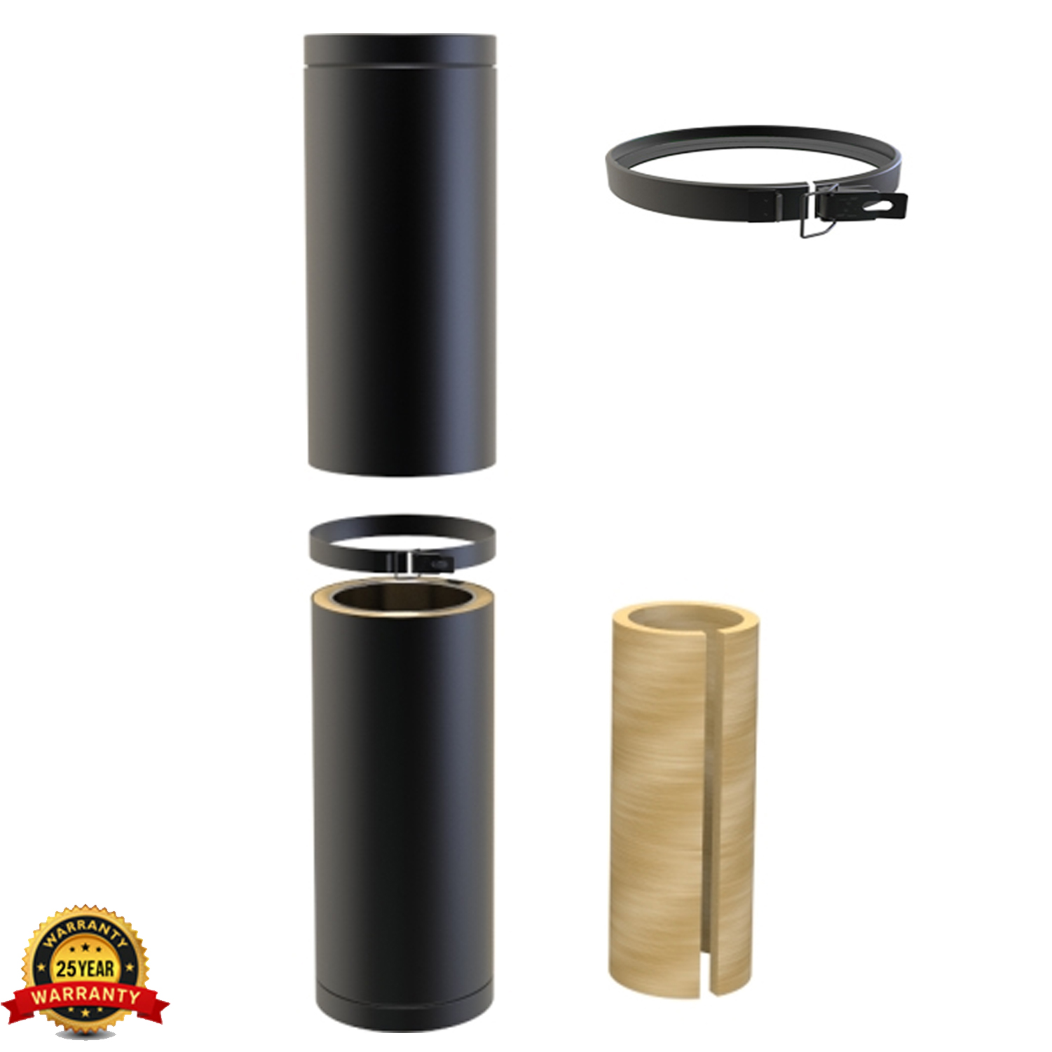 Twin Wall Insulated Flue Pipe Black 6 Inch HETAS Cert Wood Burning