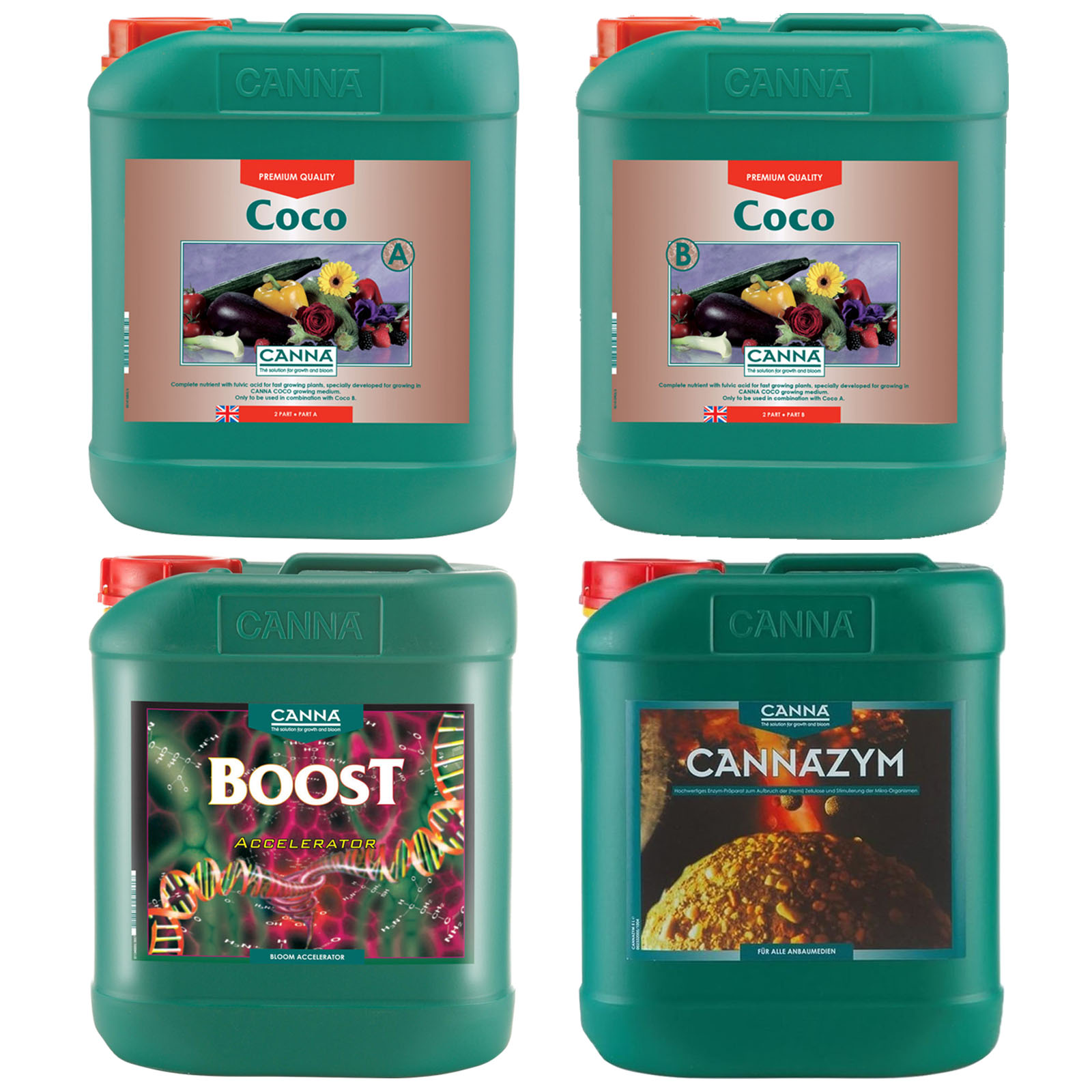 Canna Nutrient Kit Growing Pack Coco A&B Cannazym Boost Accelerator ...