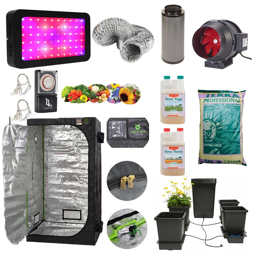 LED Grow Light Grow Tent Kit Complete with Fan Canna Coco Hydroponics 1.2m 600w 