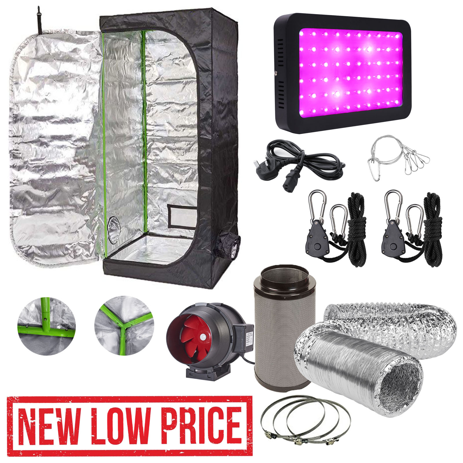 600W Grow Tent Kit Complete Setup Pro LED Growing Inside Light Size