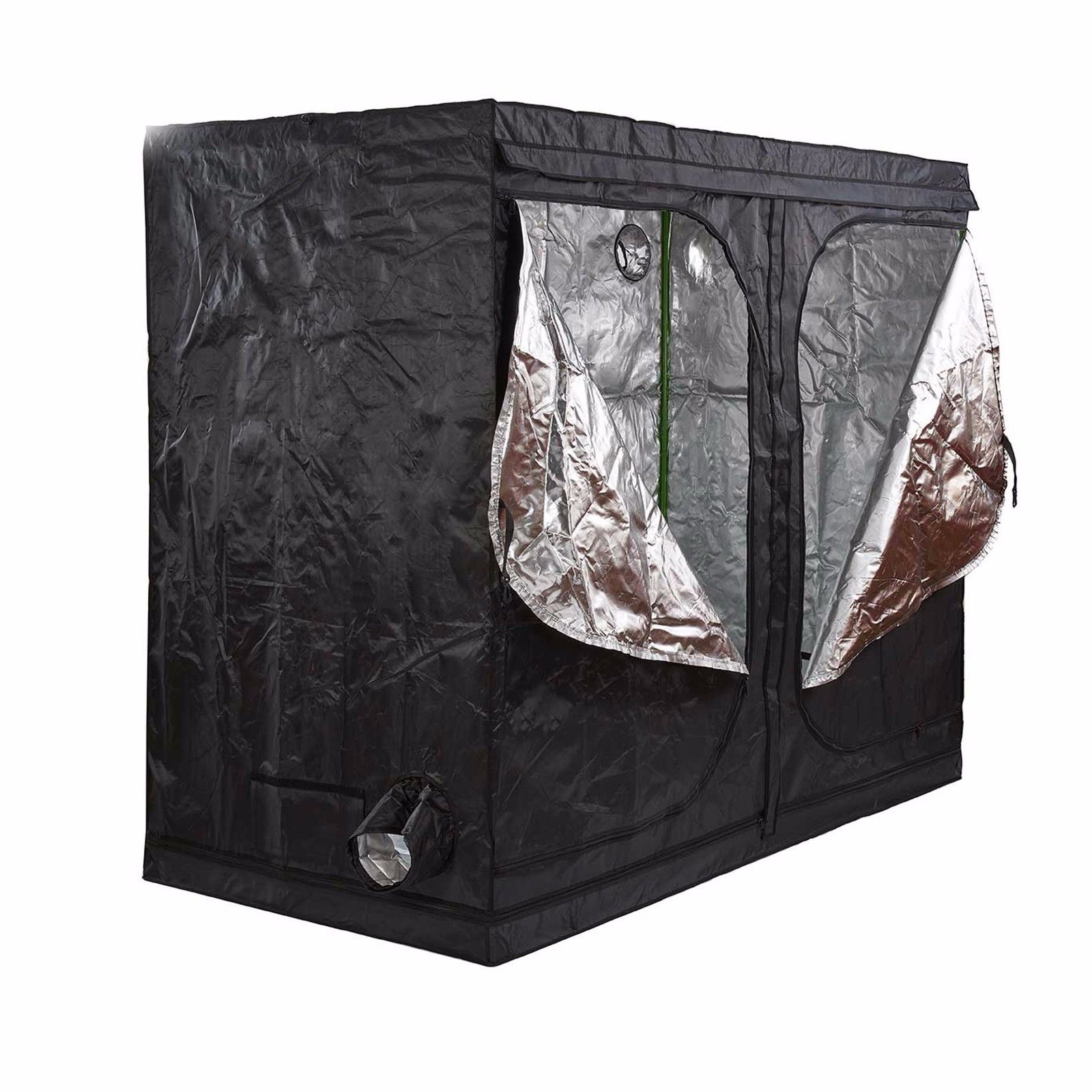 Premium 1.5m x 1.5m x 2m 600D Silver Mylar Grow Tent Box Hydroponics Dark Room 