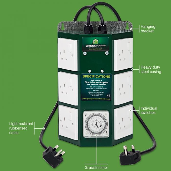 Green Power 6 Way Relay Timer Contactor Grasslin Lights Hydroponics 
