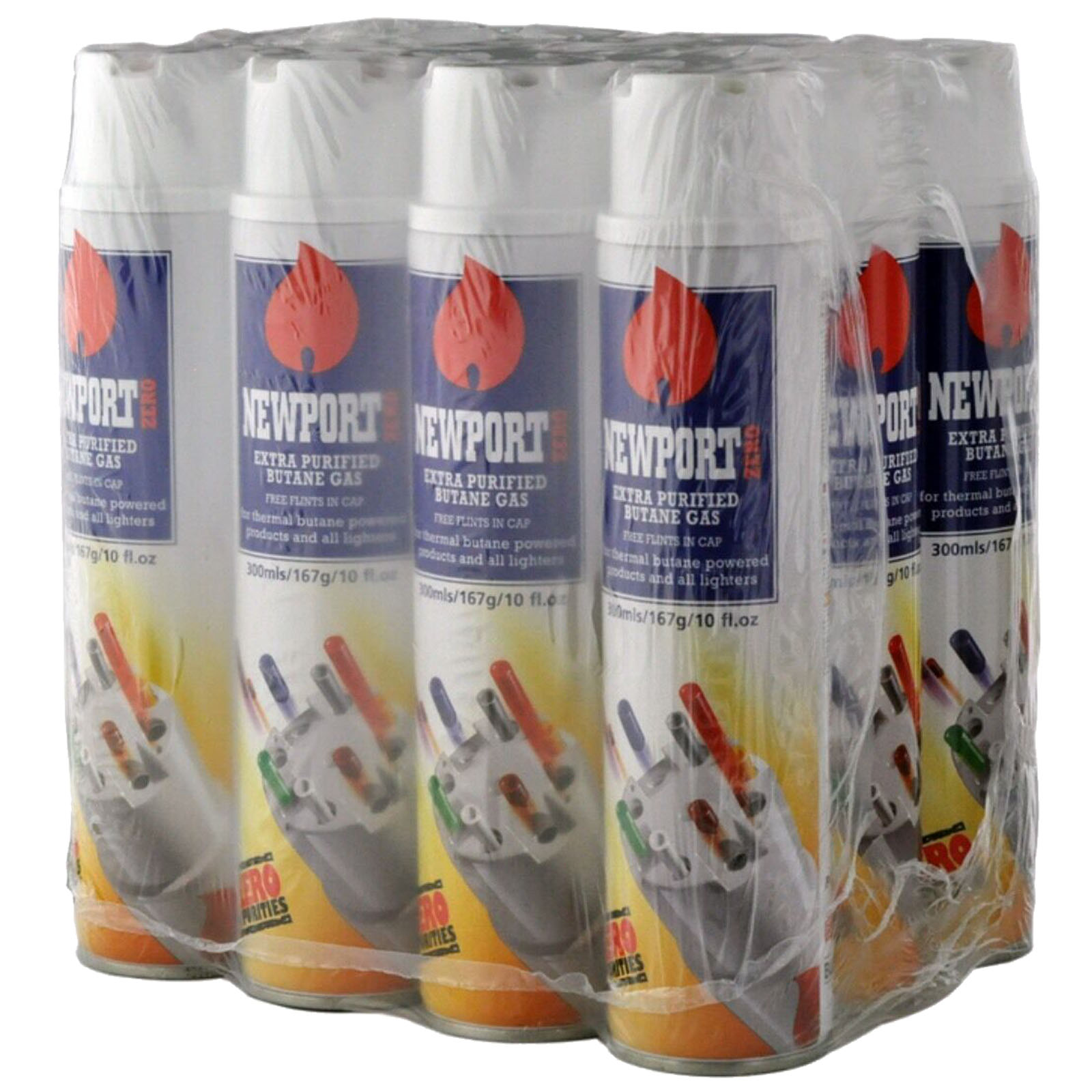 12x Pack 90ml Newport Gas Refill Cans Butane Propane Refined Zero