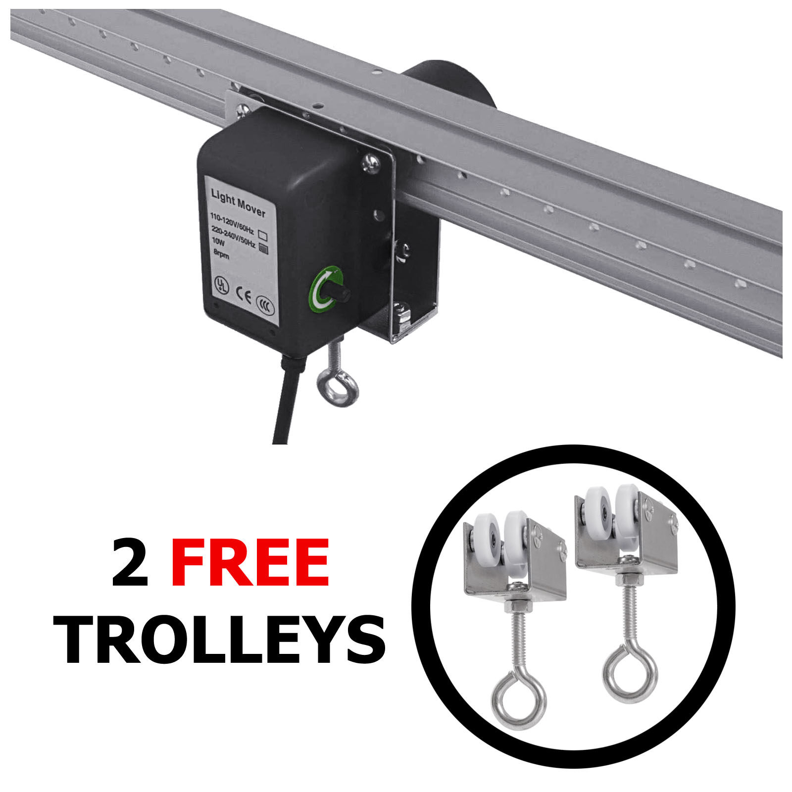 2M Light Mover Rail Kit Grow Intellidrive Automatic Moving Motorized