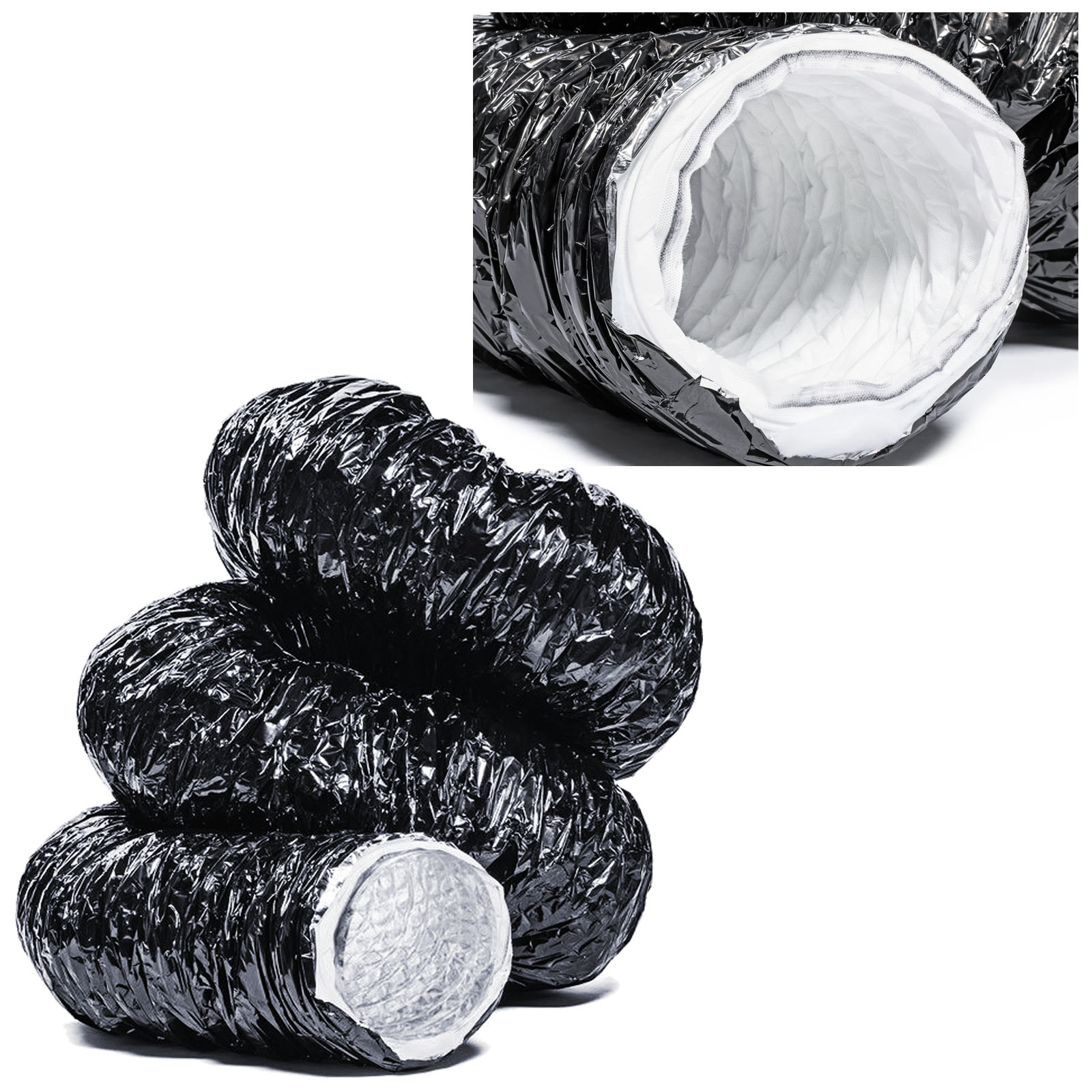 12 315mm 10m 8 200mm x 10m or 5m Aluminium Flexible Ventilation Hydroponic Ducting All Sizes
