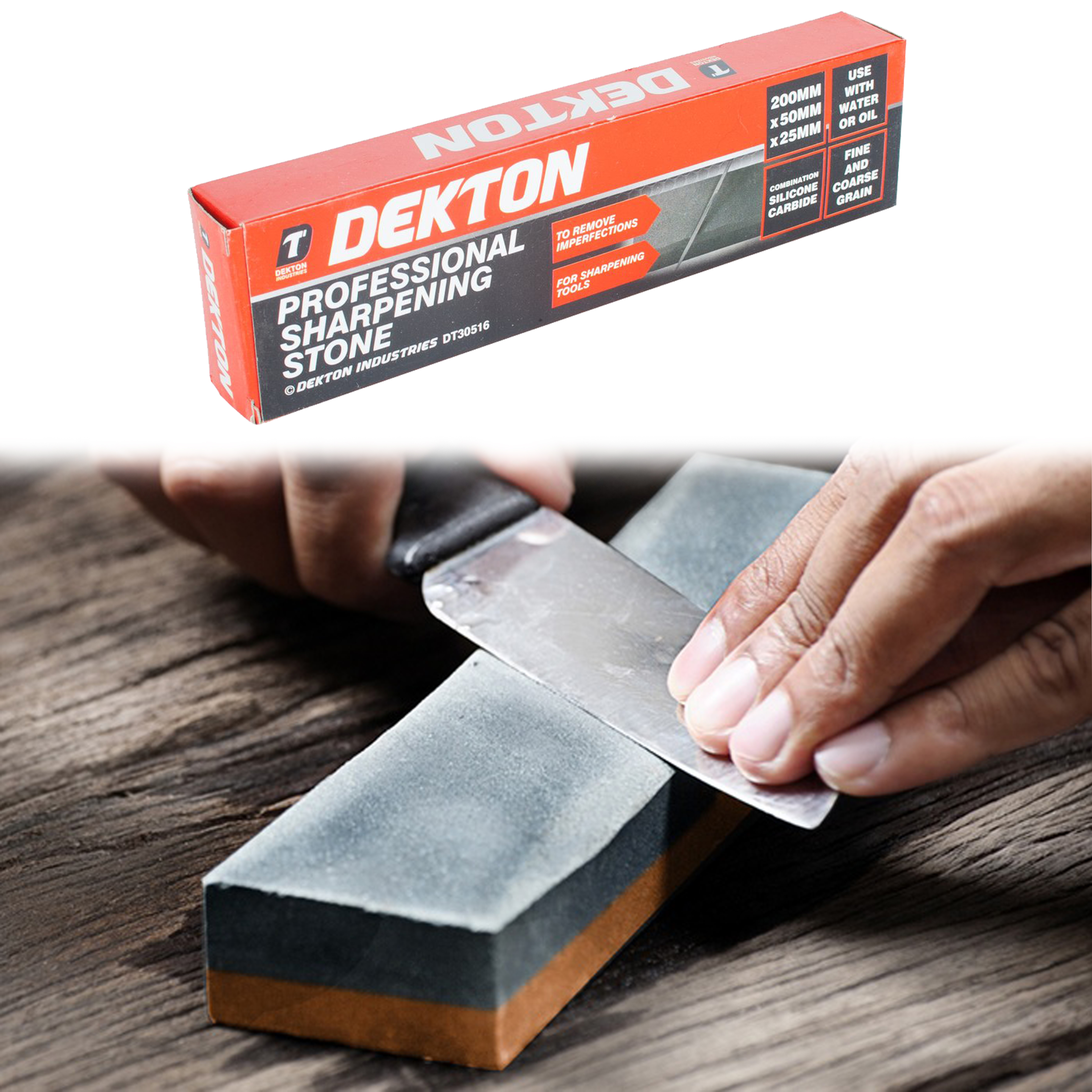 NEW Dekton 200mm Combination Sharpening Stone Fine & Coarse Grain