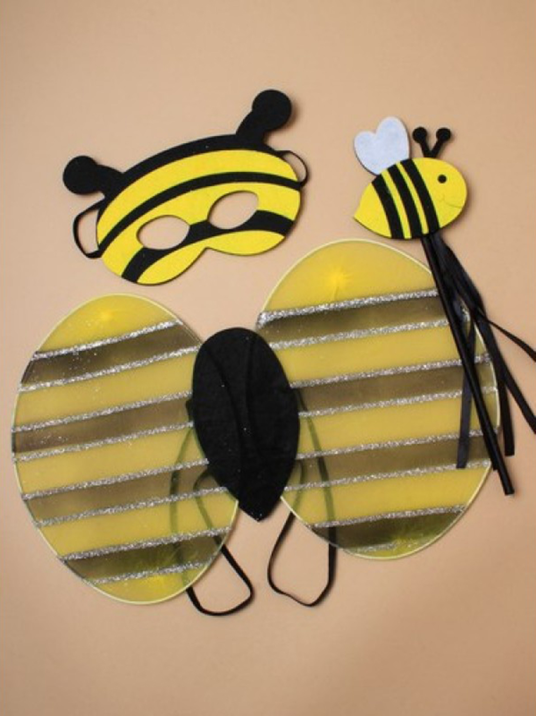Children's Bumble Bee Ladybird Fancy Dress Set Wings Wand Mask Kids Bug Party 