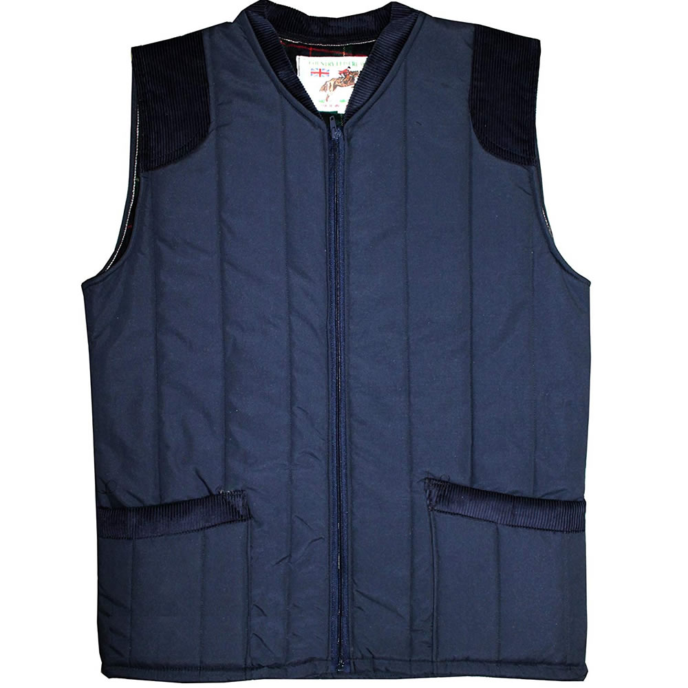 Quilted Bodywarmer Mens Padded Waistcoat Sleeveless Gilet Shoulder Cord
