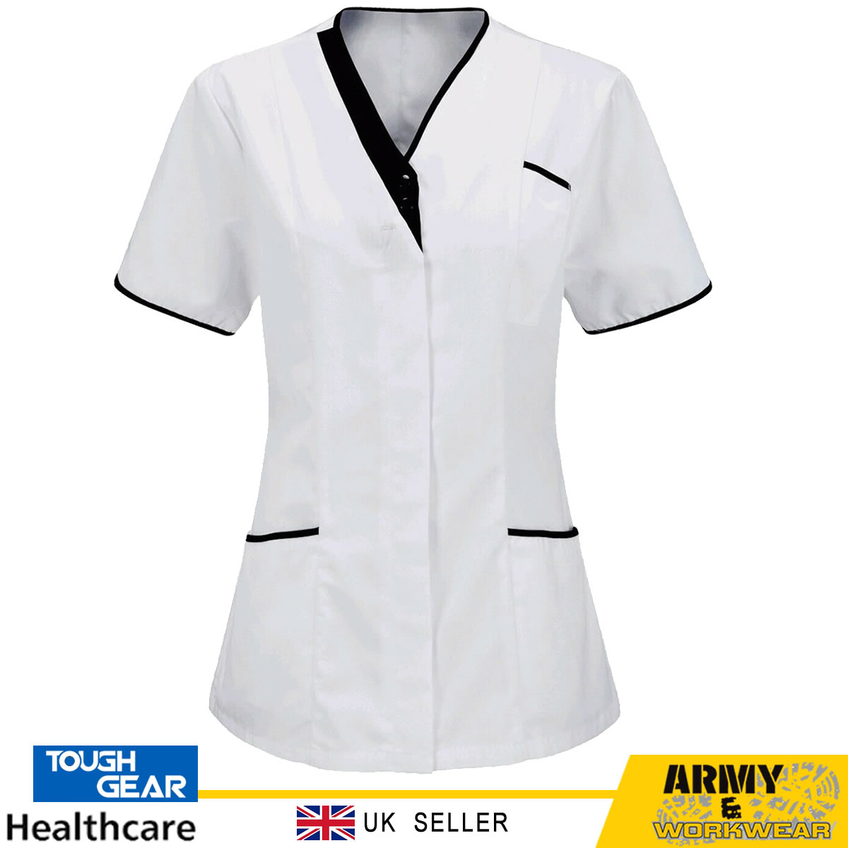 Frostluinai Savings Clearance Women's Working Uniform Scrubs Top Nursing  Uniform With Three Pockets Short Sleeve V-neck Striped Tee 