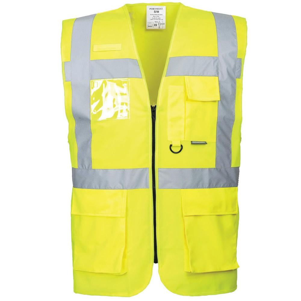 Portwest Hi Vis Executive Safety Vest Waistcoat Jacket ID Pockets S476 Berlin 