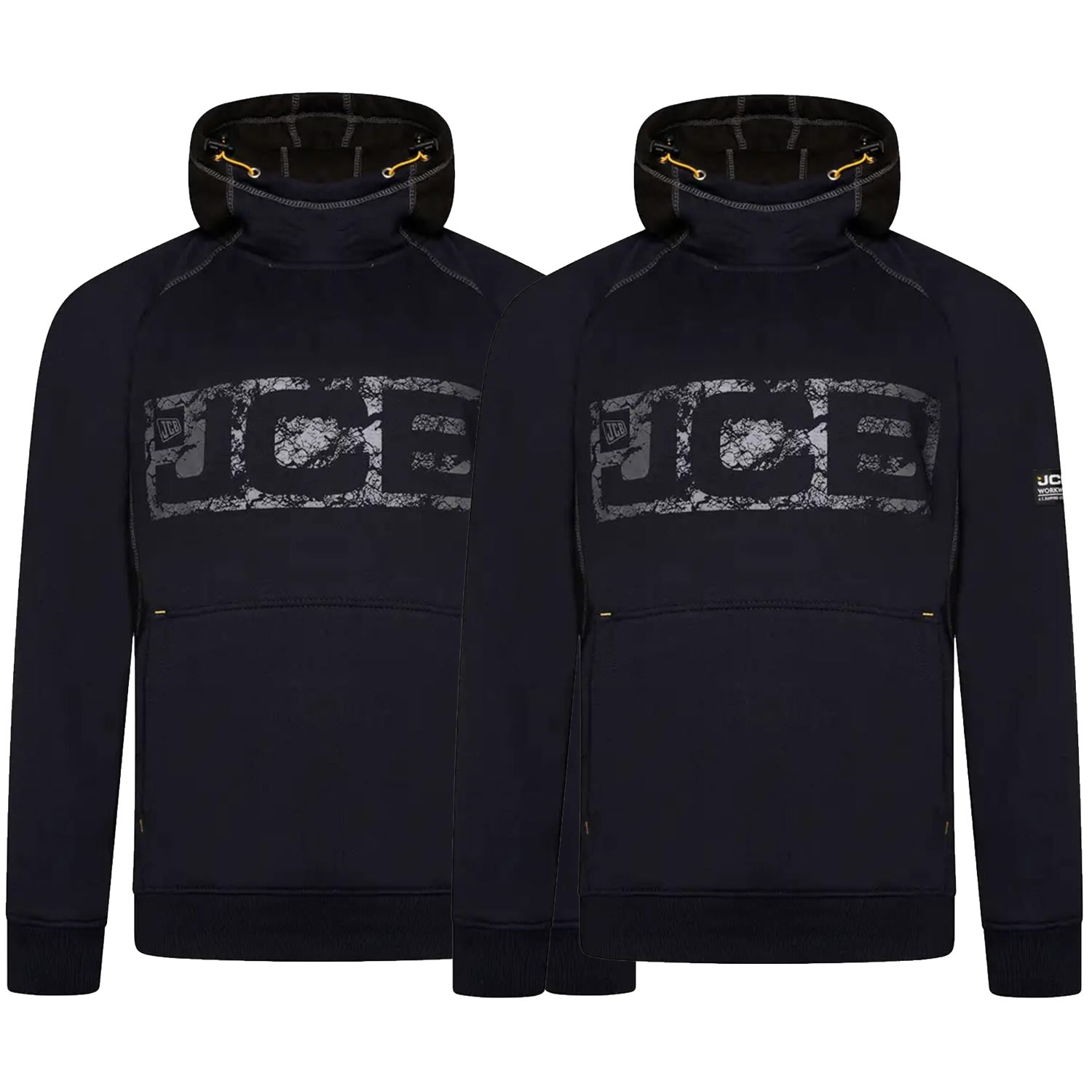 2 x Felpa con cappuccio JCB cotone pesante tessuto ricco impugnature pollice - Foto 10 di 18