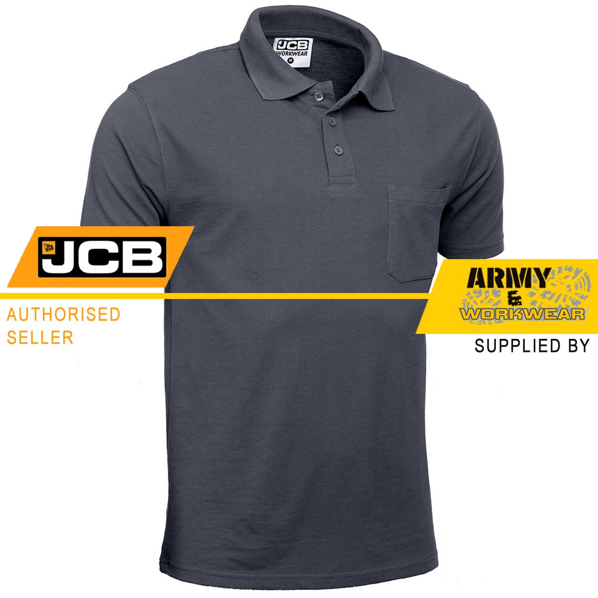 JCB Essential Work Polo Shirt Black Men's Top Sizes S-XXL 