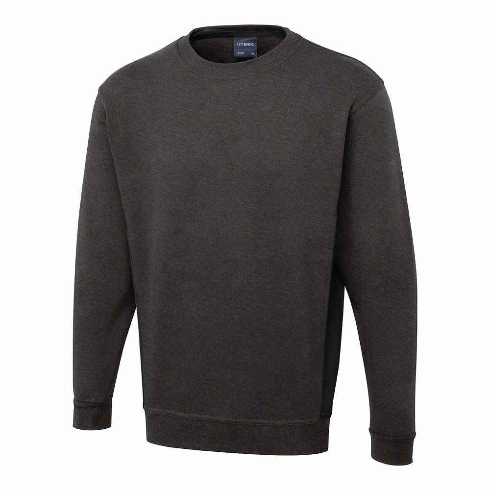 Mens Two Tone Sweatshirt Jumper Smart Contrast Uniform Casual Contemporary Fit - Picture 7 of 8