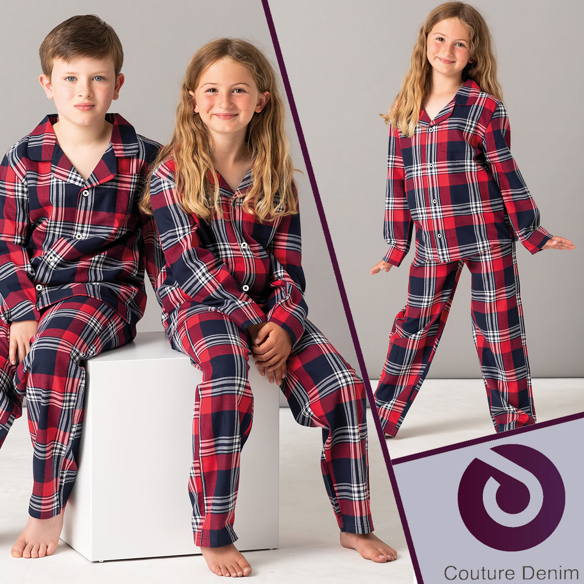 Family Christmas Pyjamas Matching Xmas Nightwear Adults Kids Tartan Lounge Sets