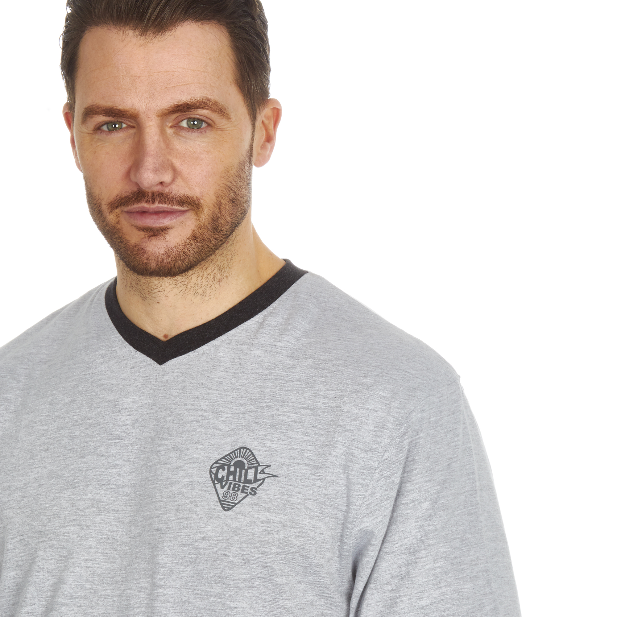 Cargo Bay Mens V Neck T-Shirt & Short Set Nightwear Cotton V Neck Pyjama Set - Picture 17 of 18
