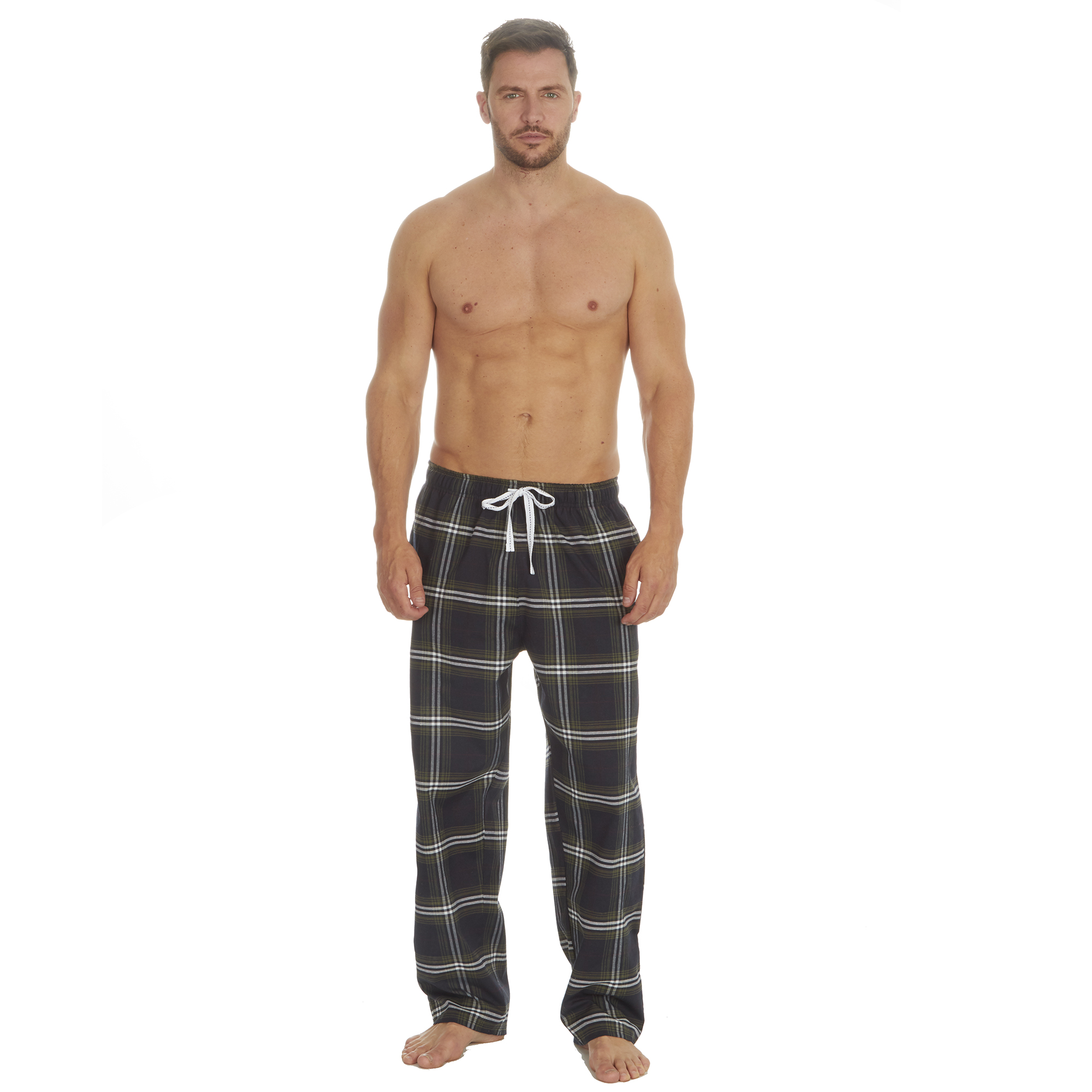Mens Pyjama Bottoms Woven Checked PJ Lounge Pants Trousers Tartan
