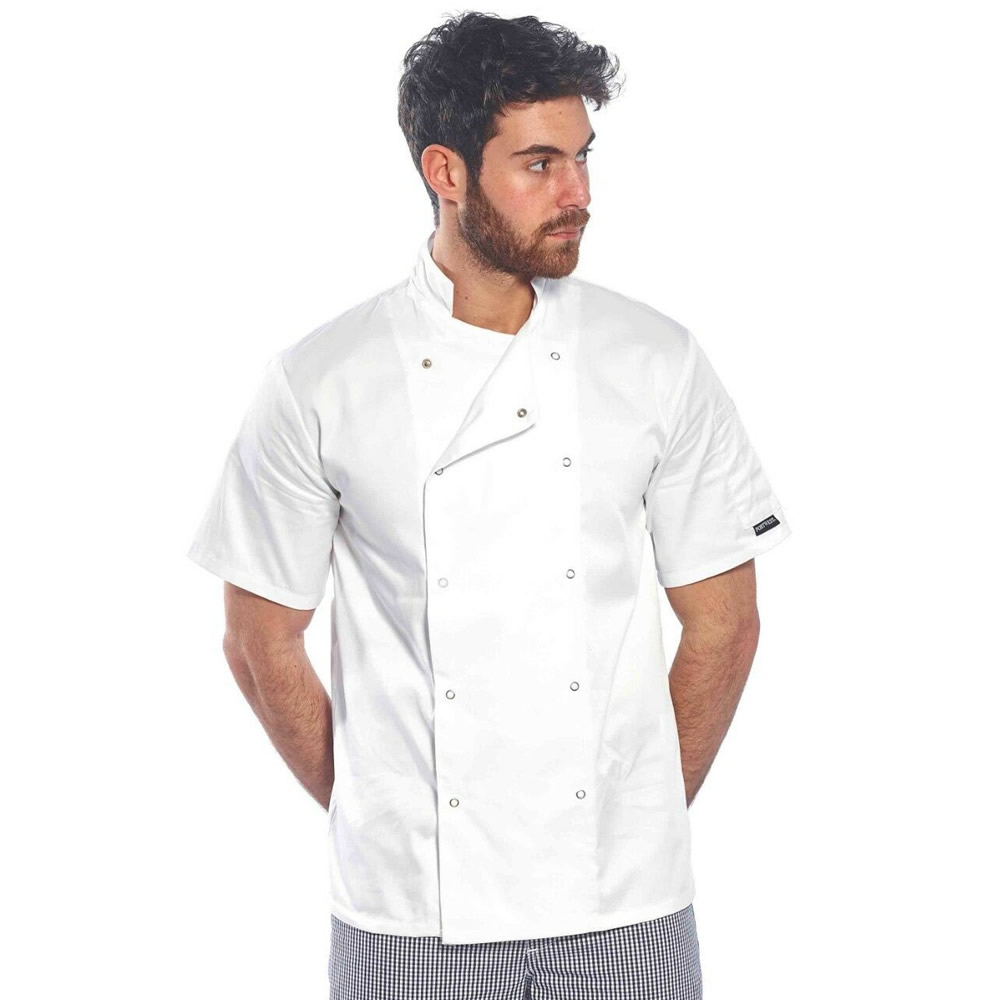 Chaqueta de chefs unisex para hombre industria alimentaria catering chef Portwest top ligero - Imagen 7 de 10