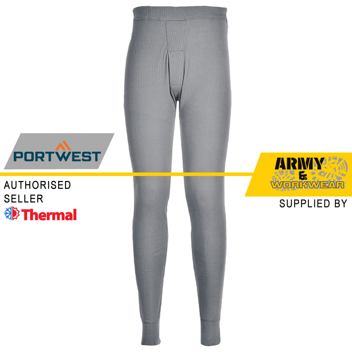 Portwest Thermal Baselayer Long John Trousers Men's Pants Elasticated Waist Warm - Picture 6 of 6