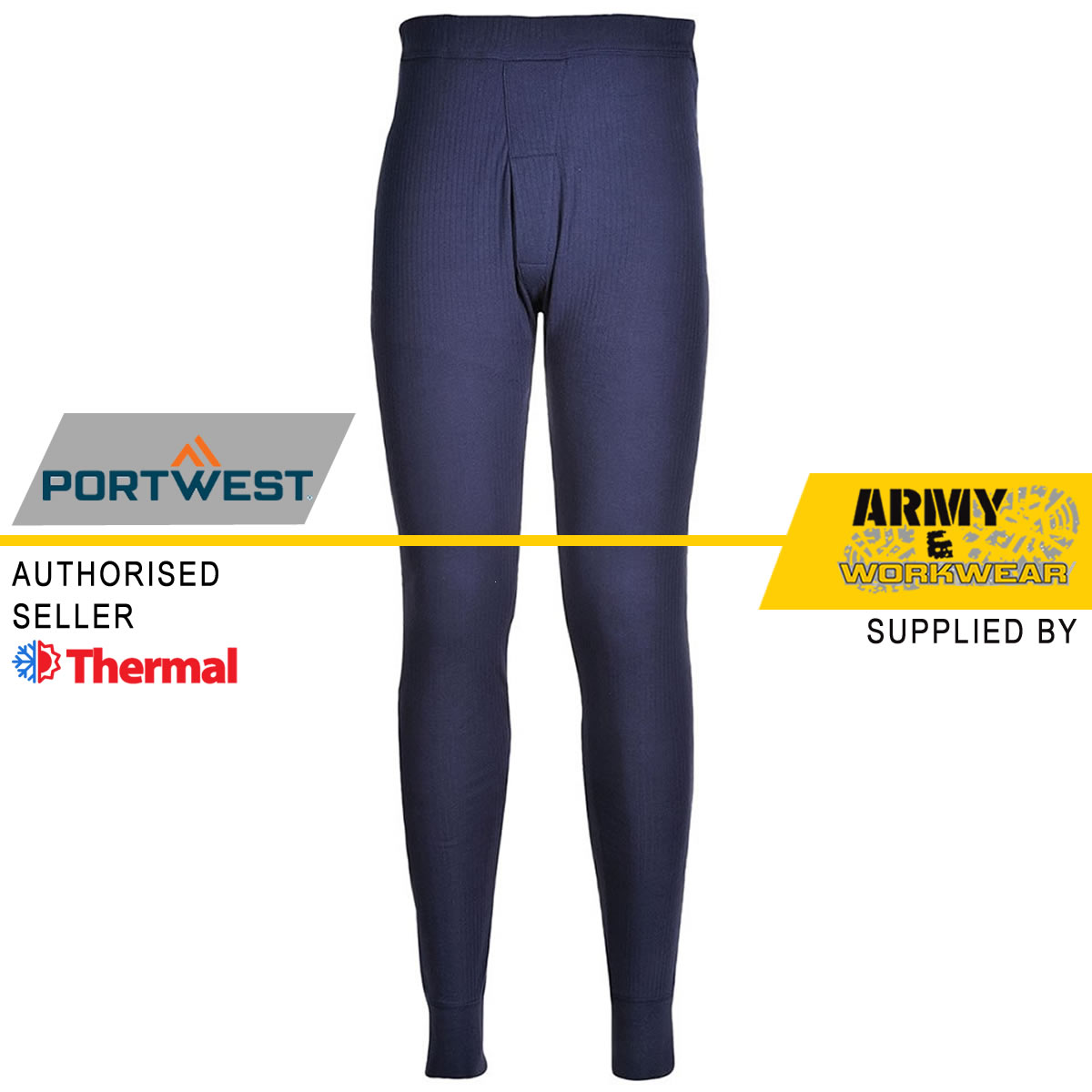 Portwest Thermal Baselayer Long John Trousers Men's Pants Elasticated Waist Warm - Picture 4 of 6