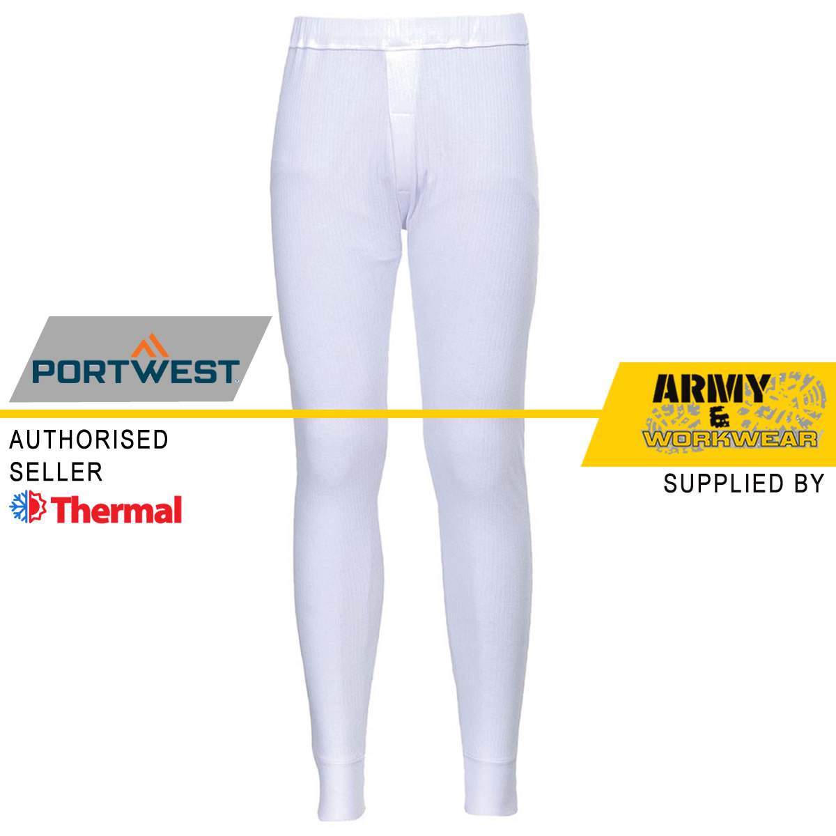Portwest Thermal Baselayer Long John Trousers Men's Pants Elasticated Waist Warm - Picture 5 of 6