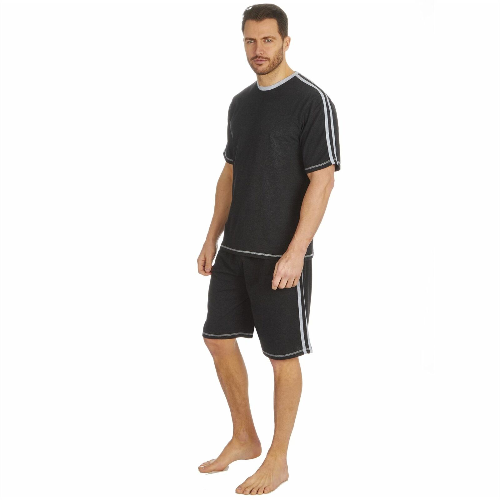 Mens T-Shirt Top & Shorts PJ Jersey Cotton Loungewear Casual Cosy Set - Picture 12 of 16