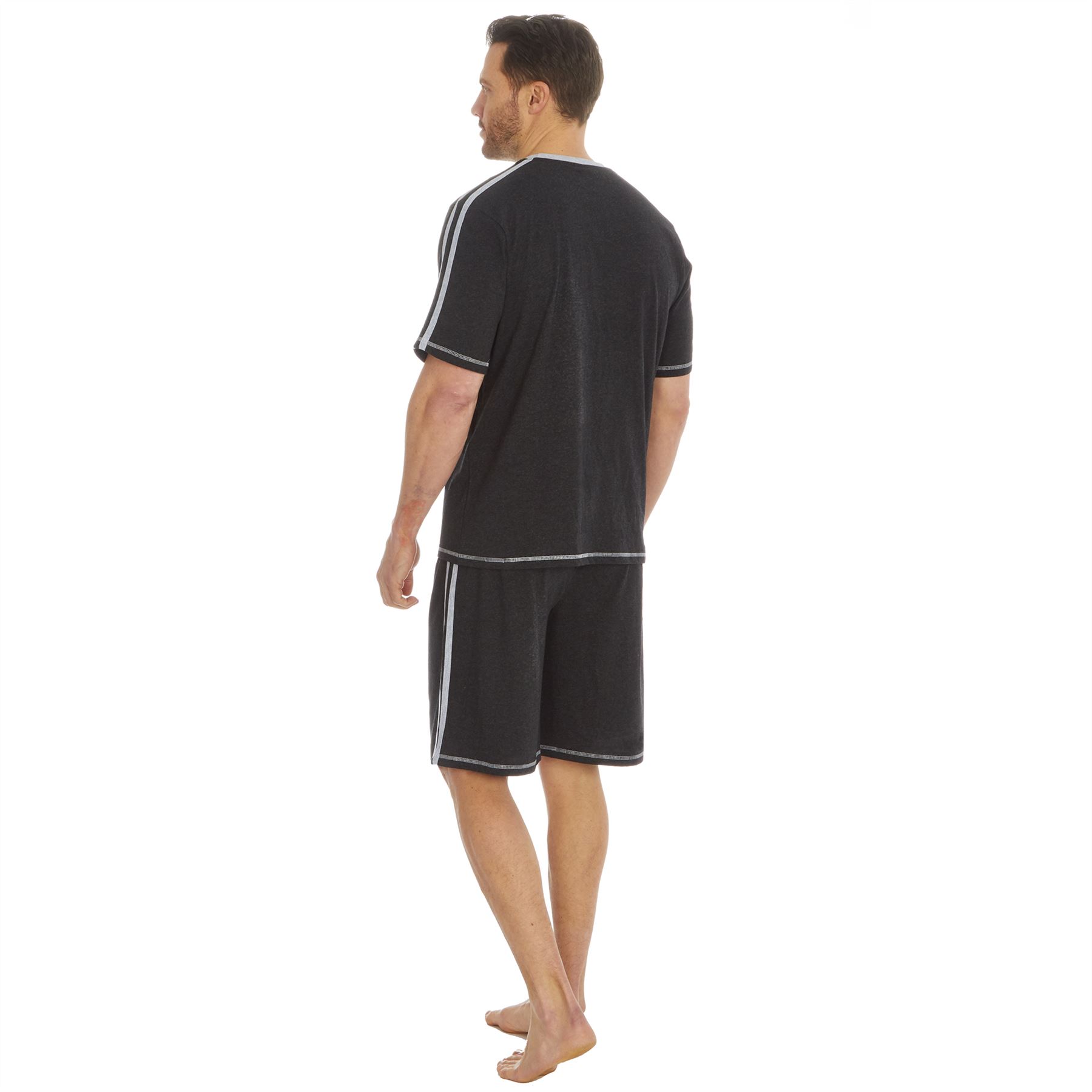 Mens T-Shirt Top & Shorts PJ Jersey Cotton Loungewear Casual Cosy Set - Picture 13 of 16