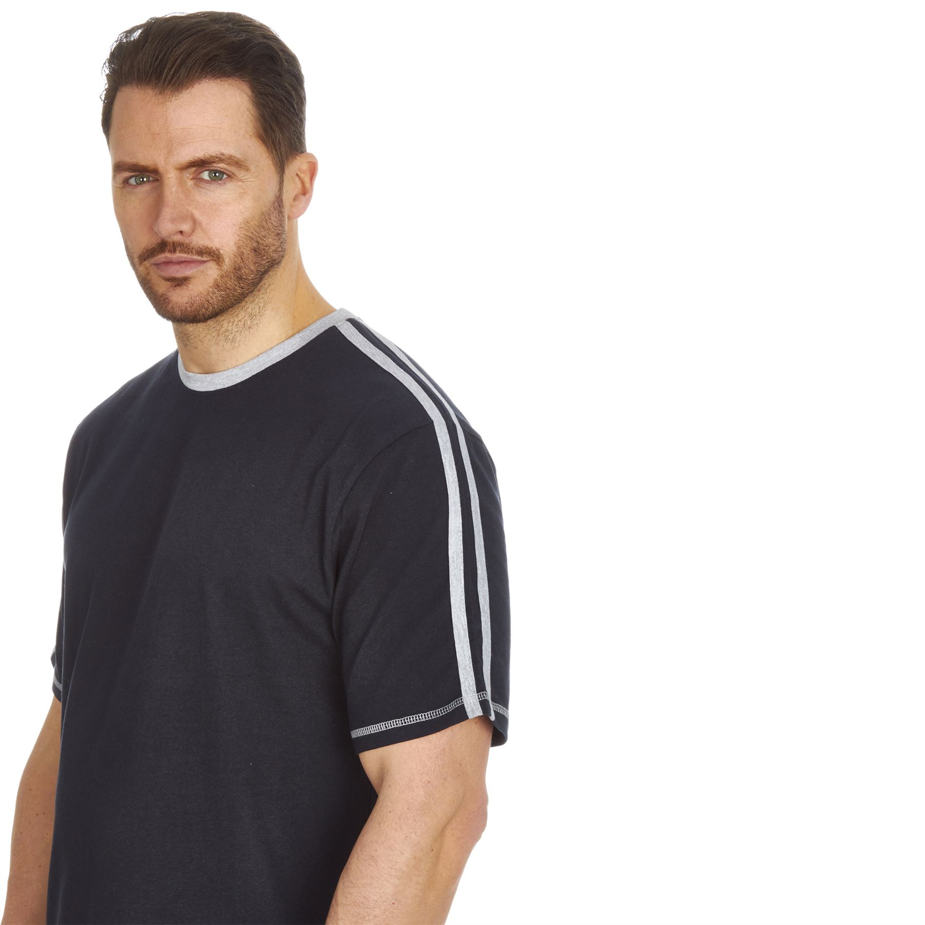 Mens T-Shirt Top & Shorts PJ Jersey Cotton Loungewear Casual Cosy Set - Picture 9 of 16