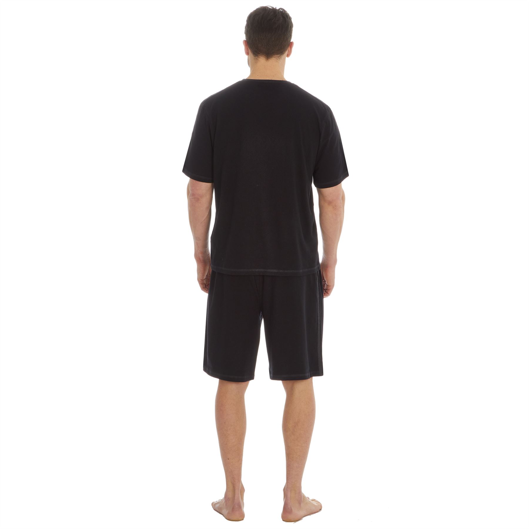 Mens T-Shirt Top & Shorts PJ Jersey Cotton Loungewear Casual Cosy Set - Picture 3 of 16