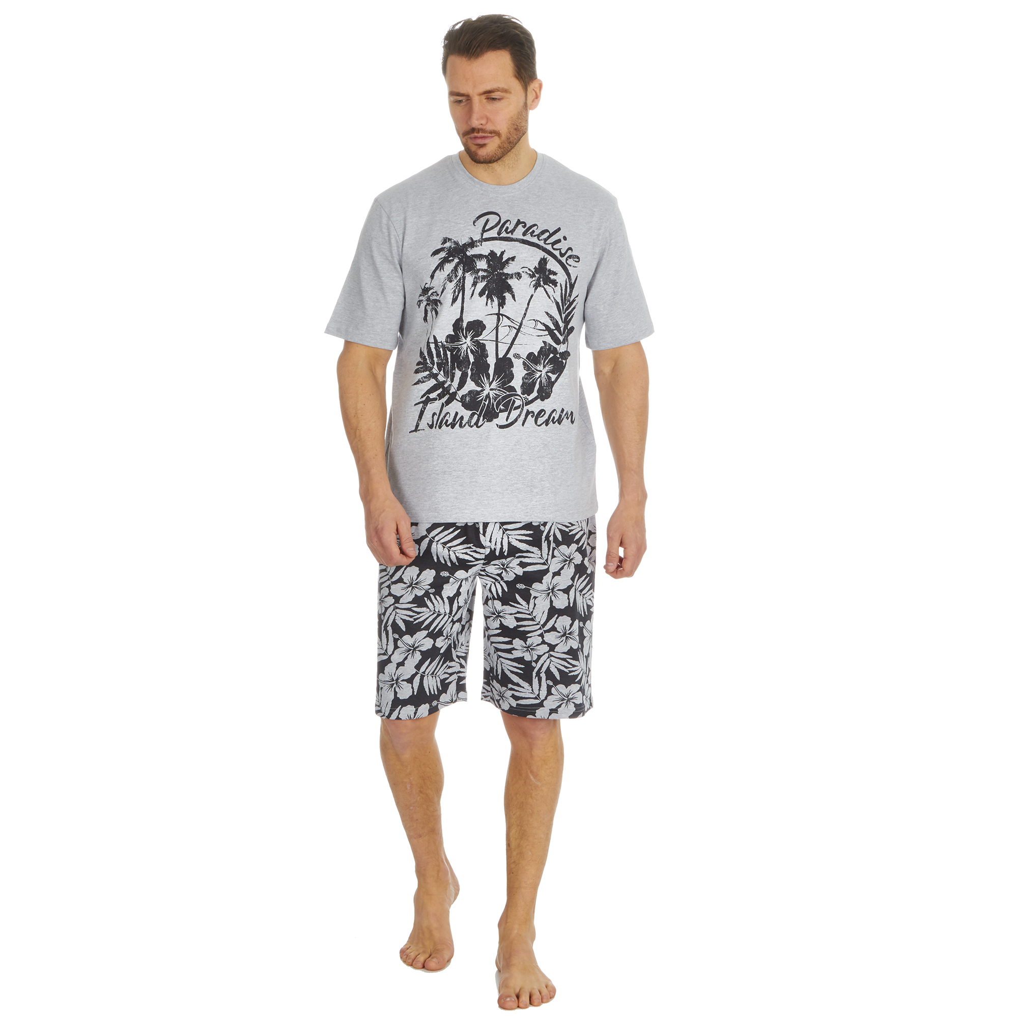 Cargo Bay Mens Printed T-Shirt & Short Set Breathable Soft & Comfy Nightwear Pj - Picture 16 of 20