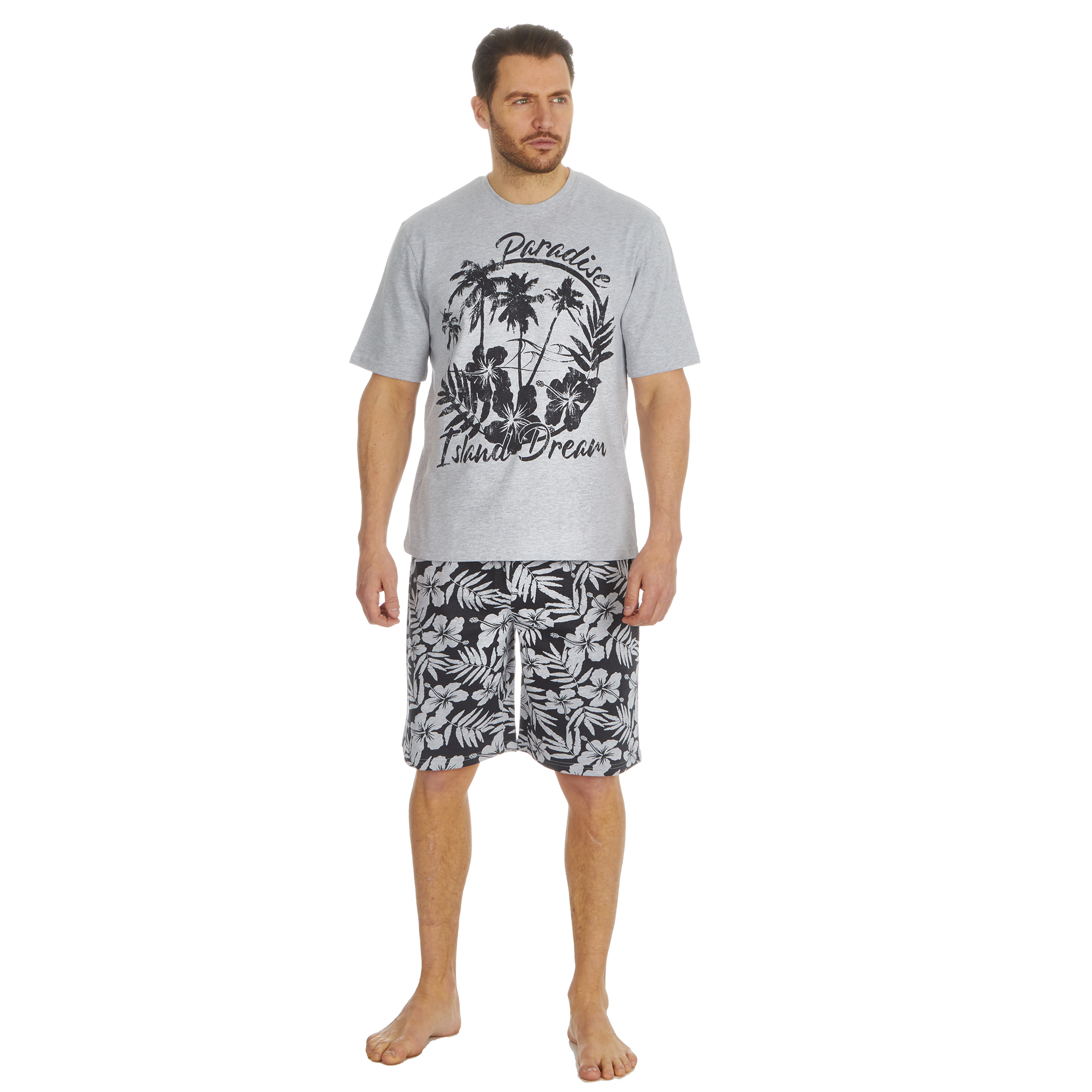 Cargo Bay Mens Printed T-Shirt & Short Set Breathable Soft & Comfy Nightwear Pj - Picture 13 of 20