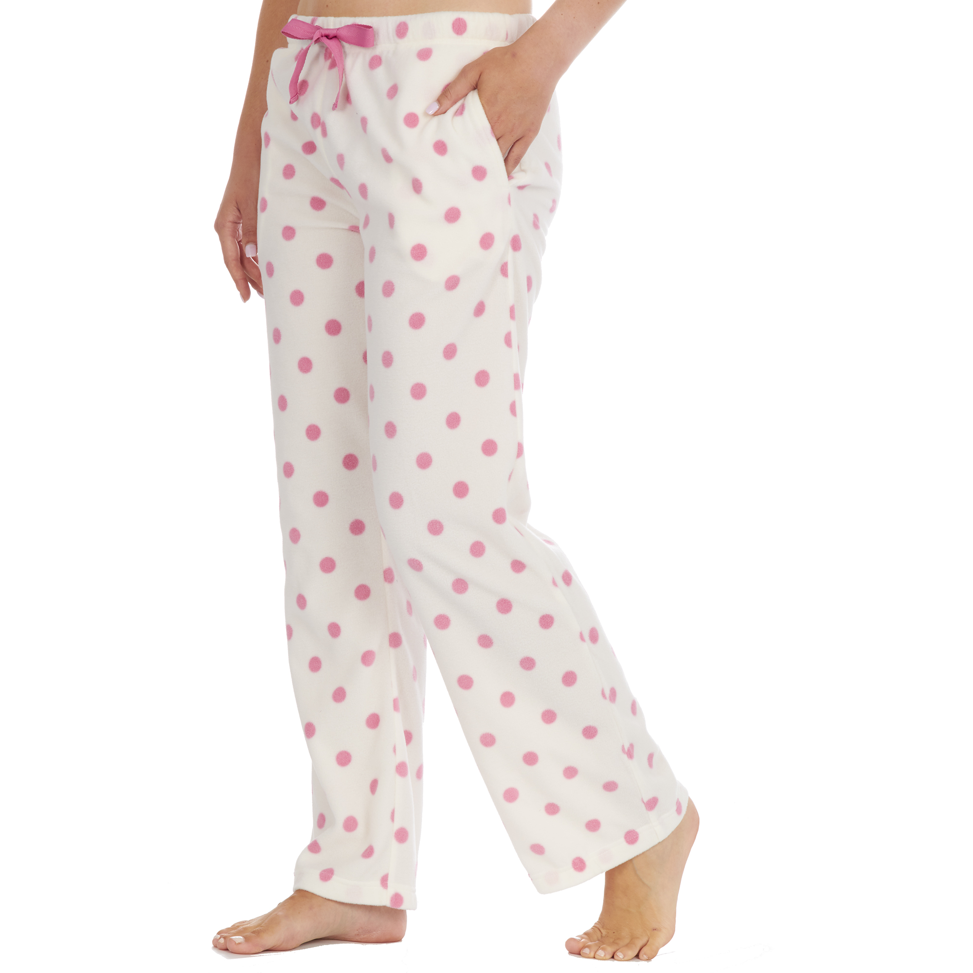 Ladies Check Pyjama Bottoms Lounge Pj Pants Micro Fleece Pockets ...