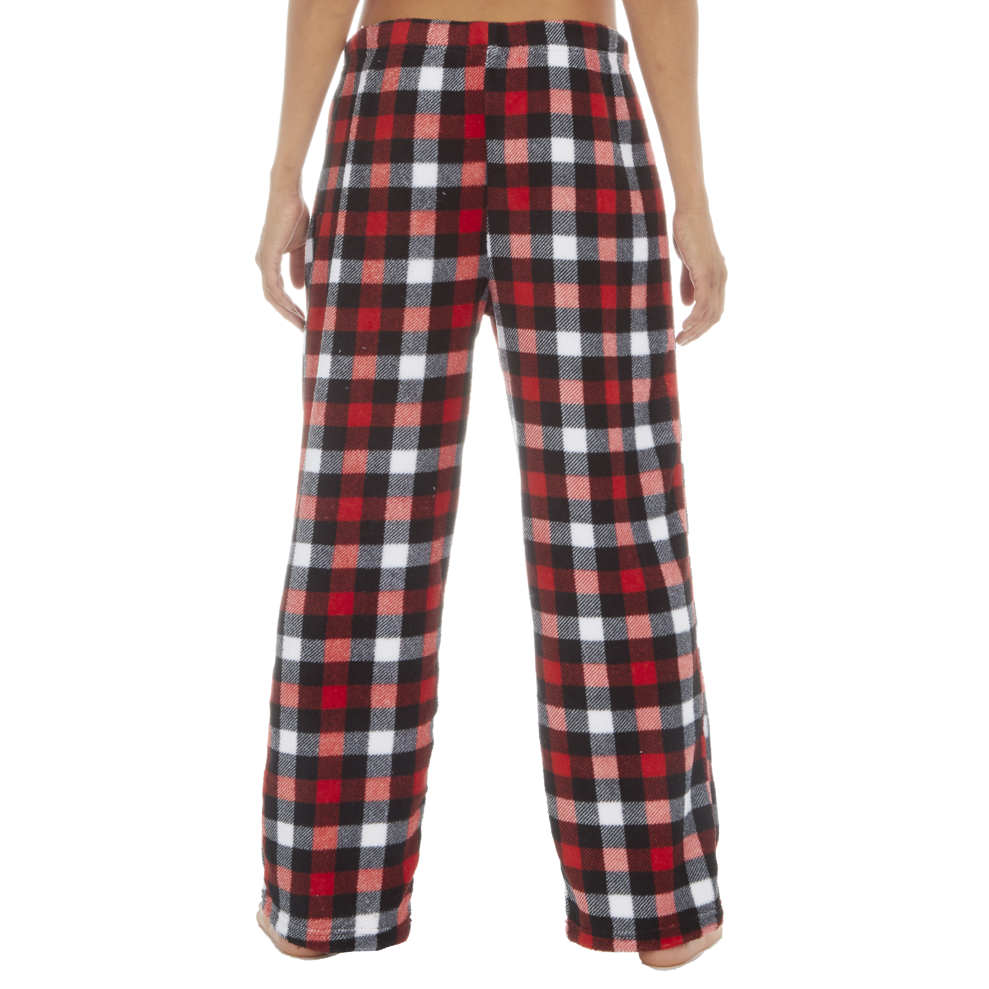 Ladies Check Pyjama Bottoms Lounge Pj Pants Micro Fleece Pockets ...