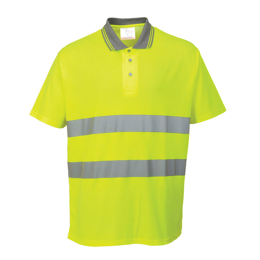 Portwest Hi-Vis Cotton Comfort Polo Shirt Short Sleeve Reflective Workwear Tops