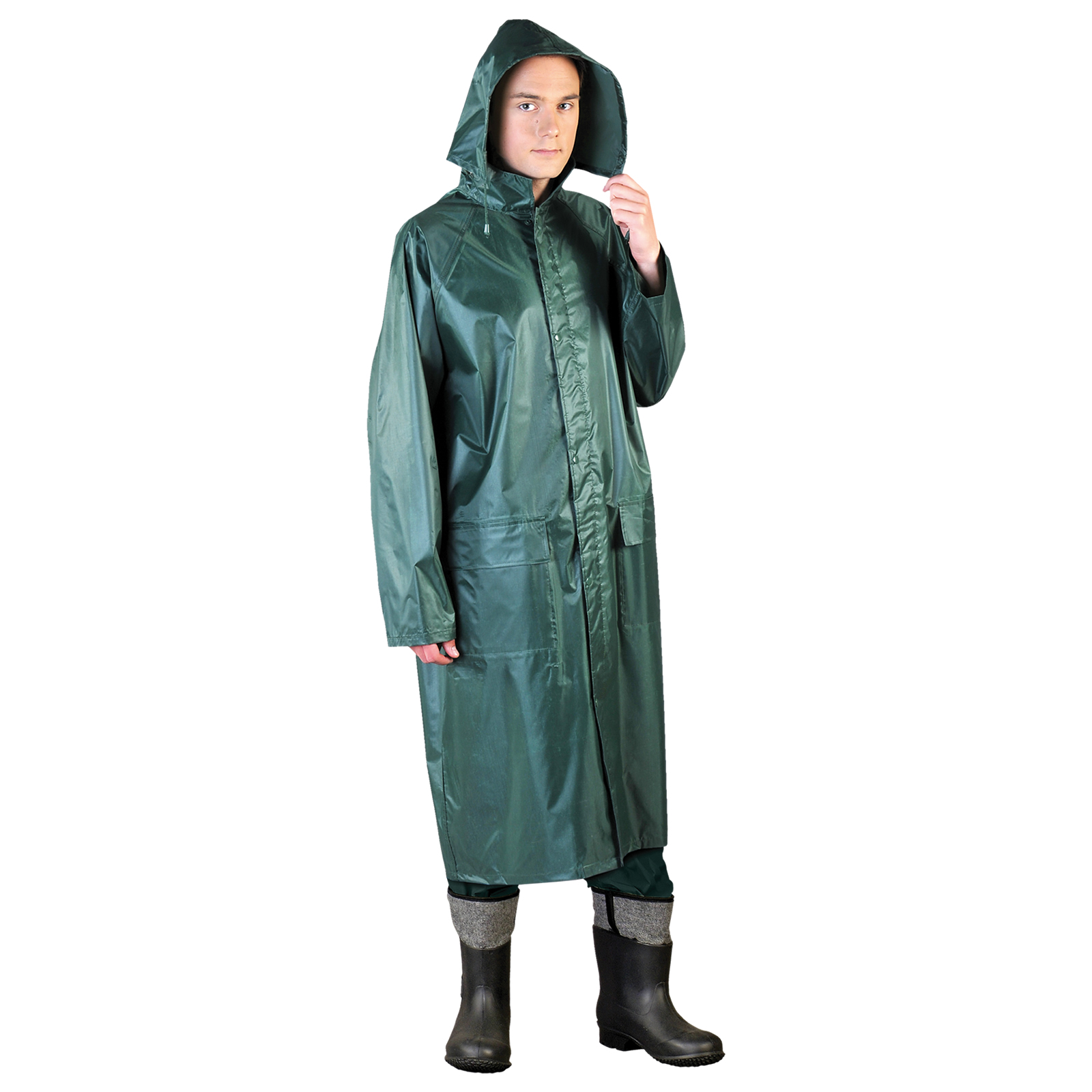 Long Waterproof Rain Coat Mens Hooded Outdoor Wet Jacket Walking Mac Fishing