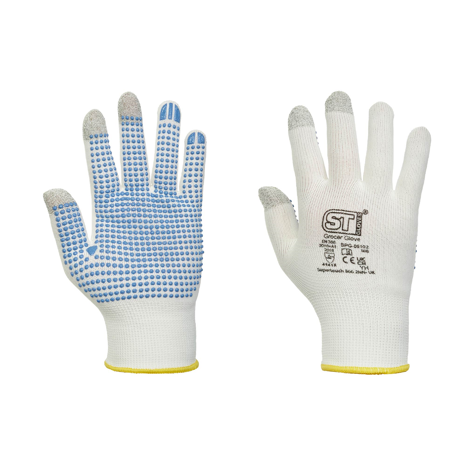 Supertouch Dotted Touchscreen Gloves PVC Dots Enhanced Grip Protection - Picture 10 of 10