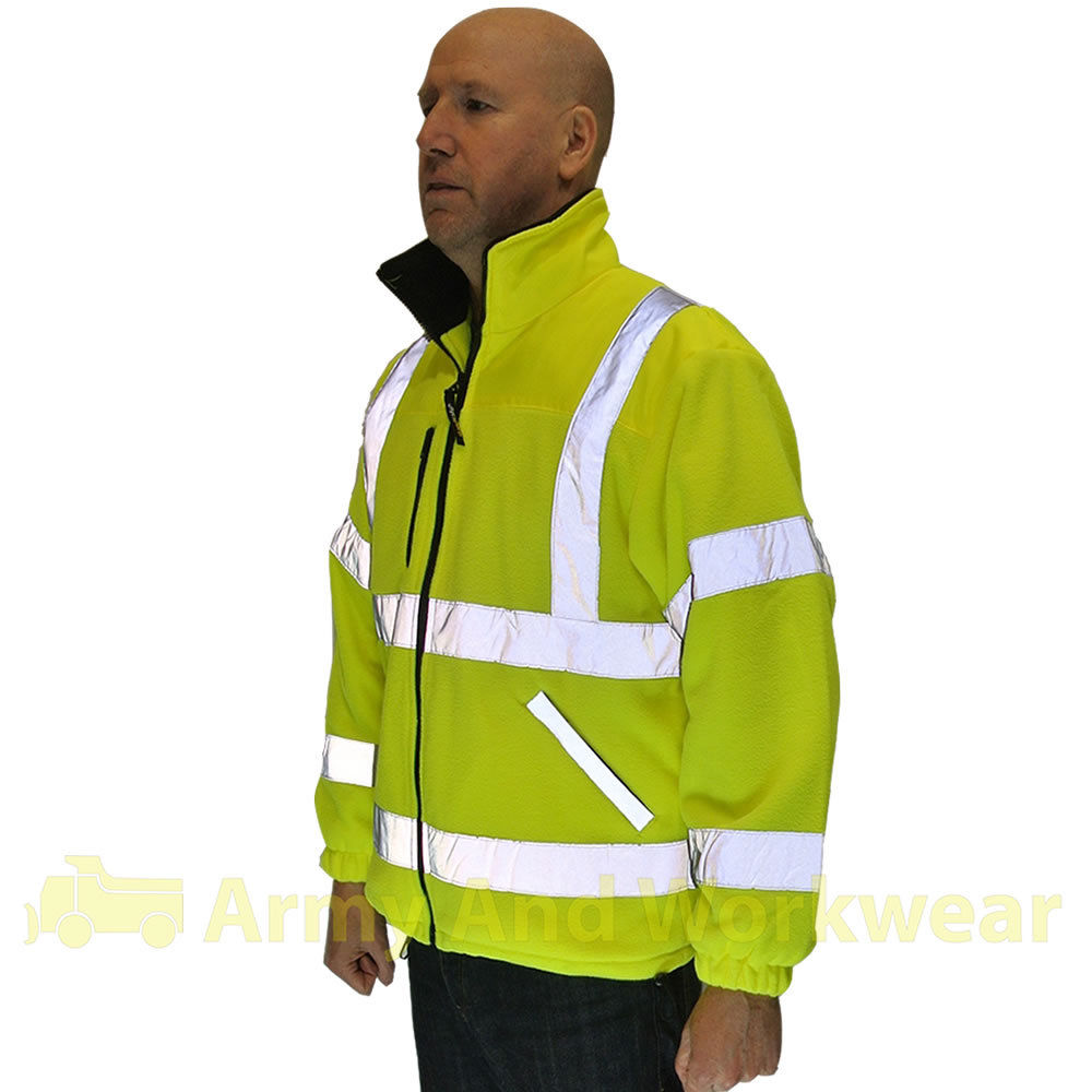 Exceptional Hi Viz Fleece Super Jacket Safety Workwear Coat Fully Fined ...