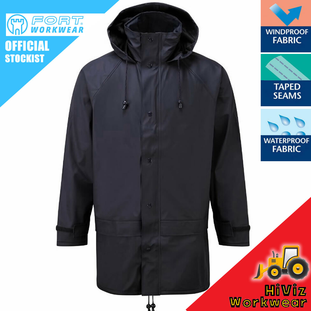 Fort Flex Waterproof Jacket with Hood Windproof Silent Durable Lined Stretchable