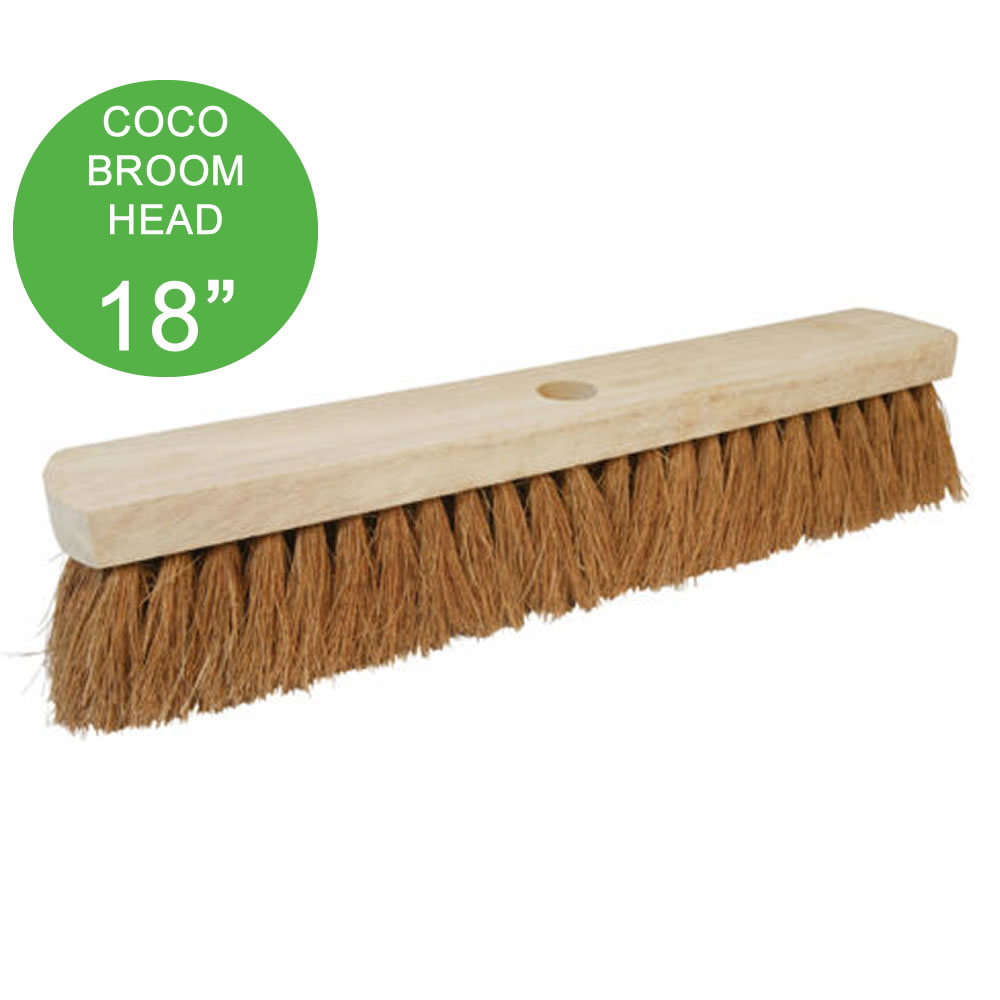 Wooden Soft Bristle Coco Brush Broom Head Floor Cleaning Sweeping 12" 18" 24" 36