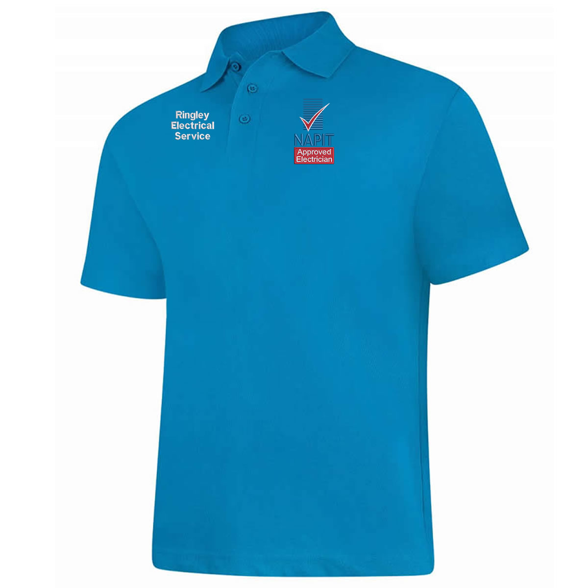 Camisa polo personalizada bordada NAPIT con nombre/texto de empresa eléctrica - Imagen 7 de 19