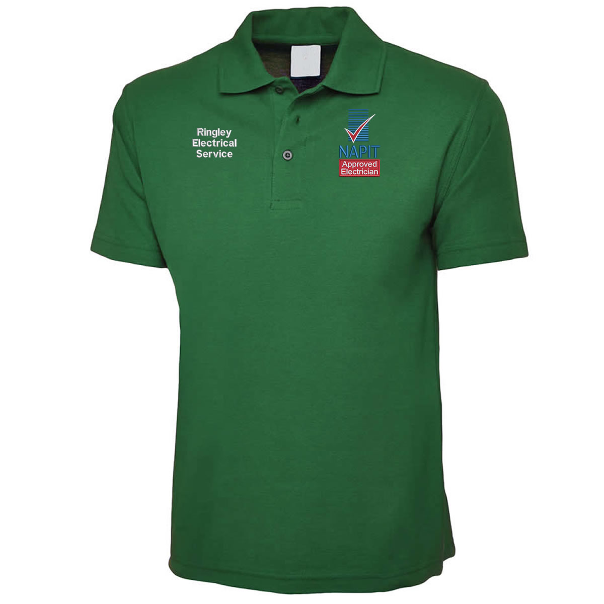 Camisa polo personalizada bordada NAPIT con nombre/texto de empresa eléctrica - Imagen 8 de 19