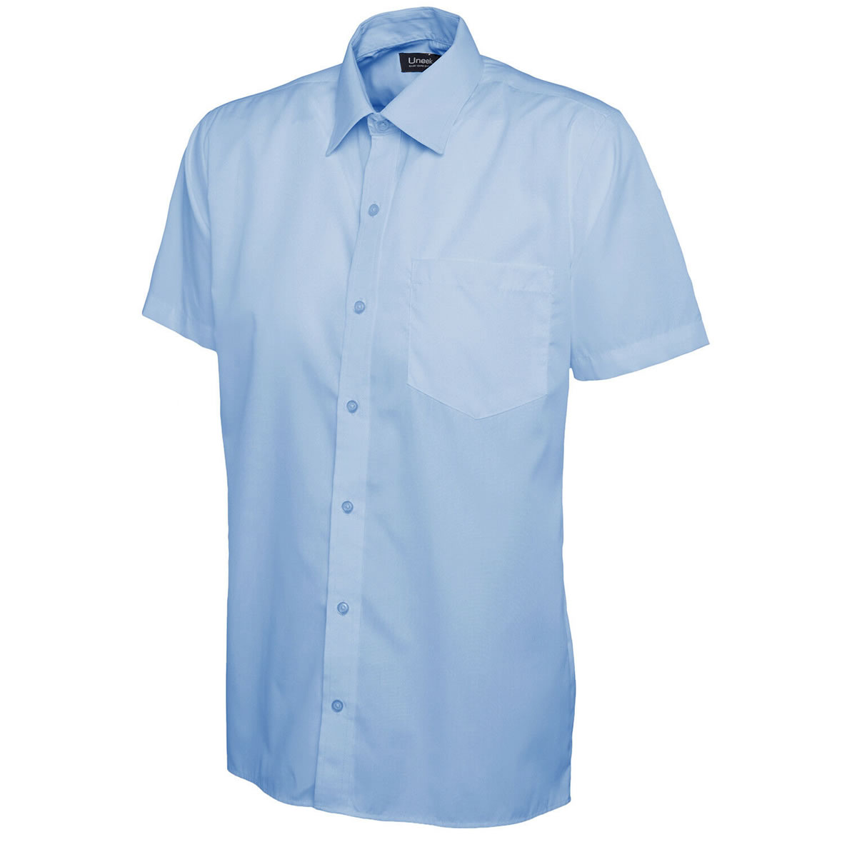 UC710 Uneek Mens Poplin Half Sleeve Shirt Work Causal Smart Corporate Top